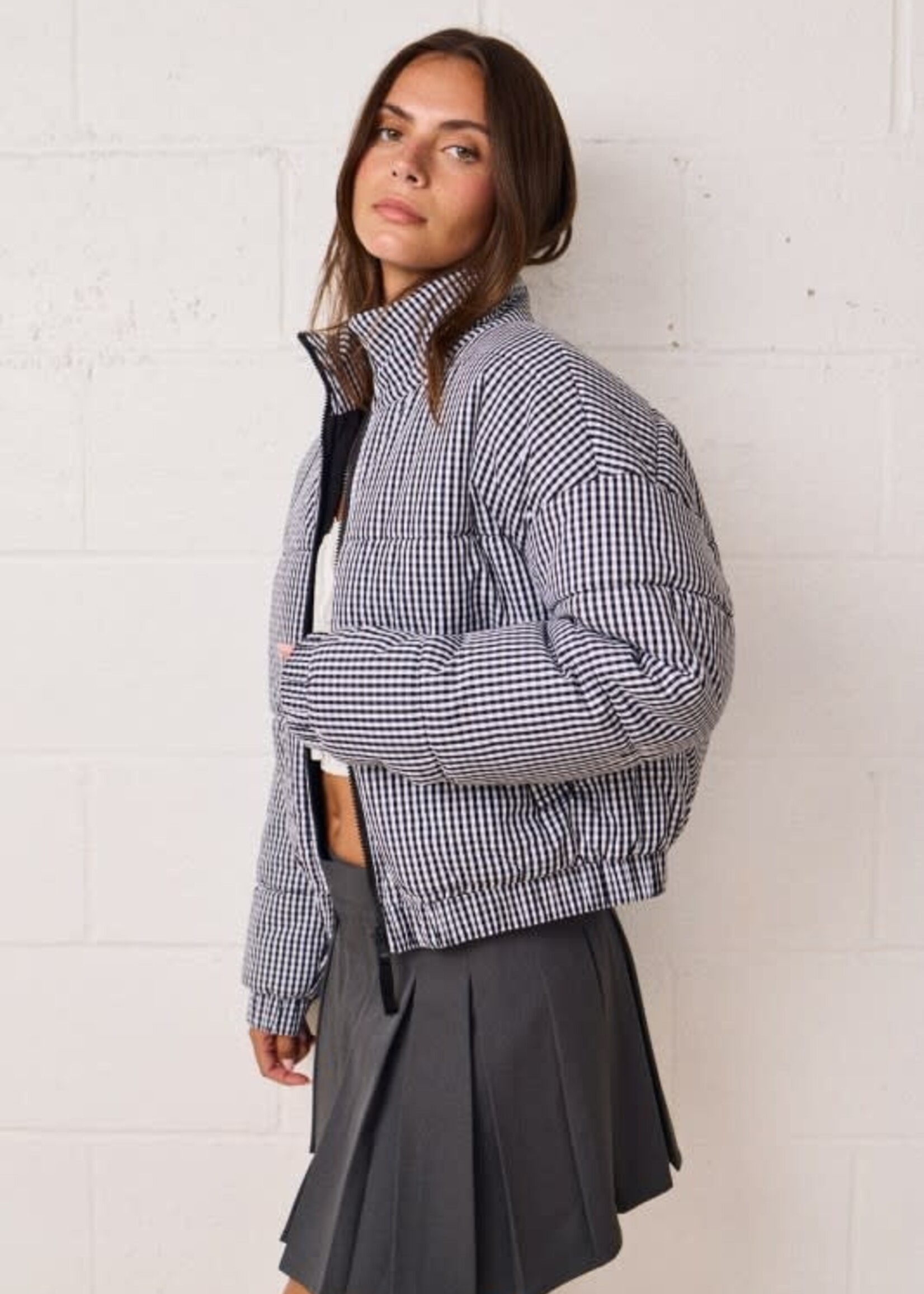Gingham Puffer Coat (2 Colors)
