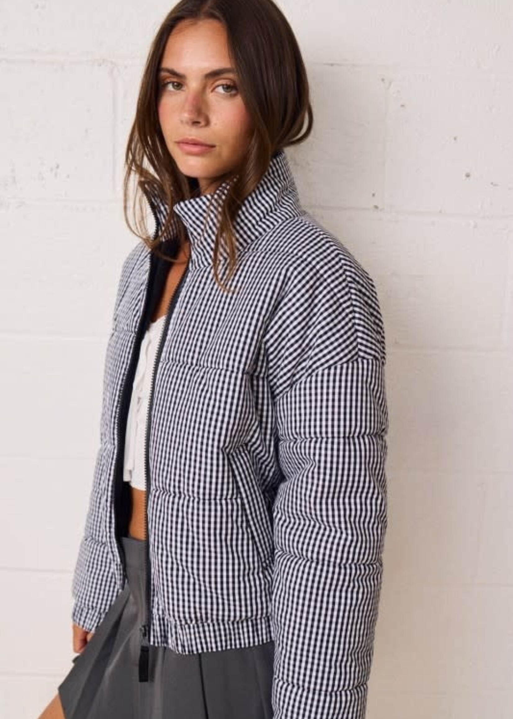 Gingham Puffer Coat (2 Colors)