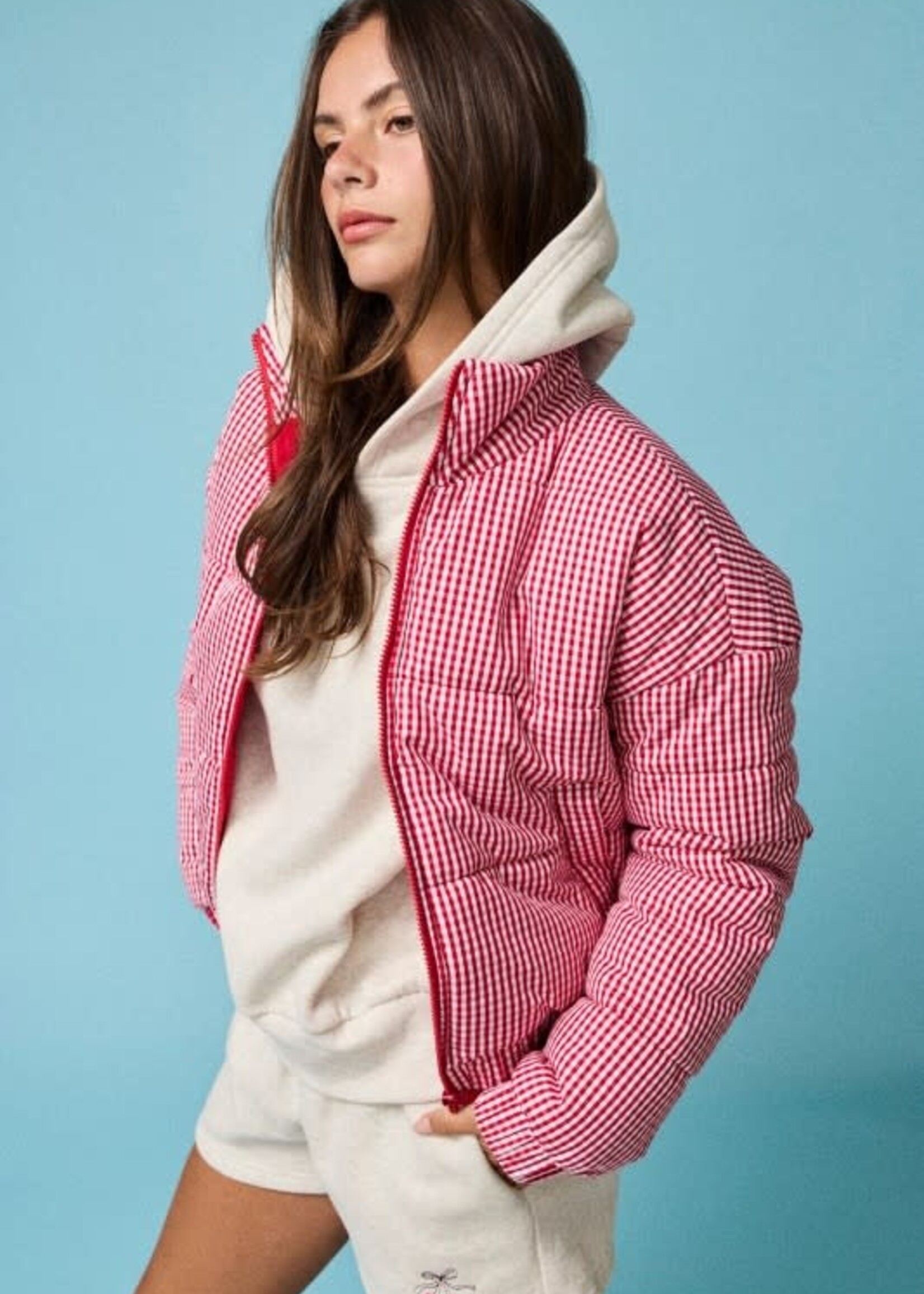 Gingham Puffer Coat (2 Colors)
