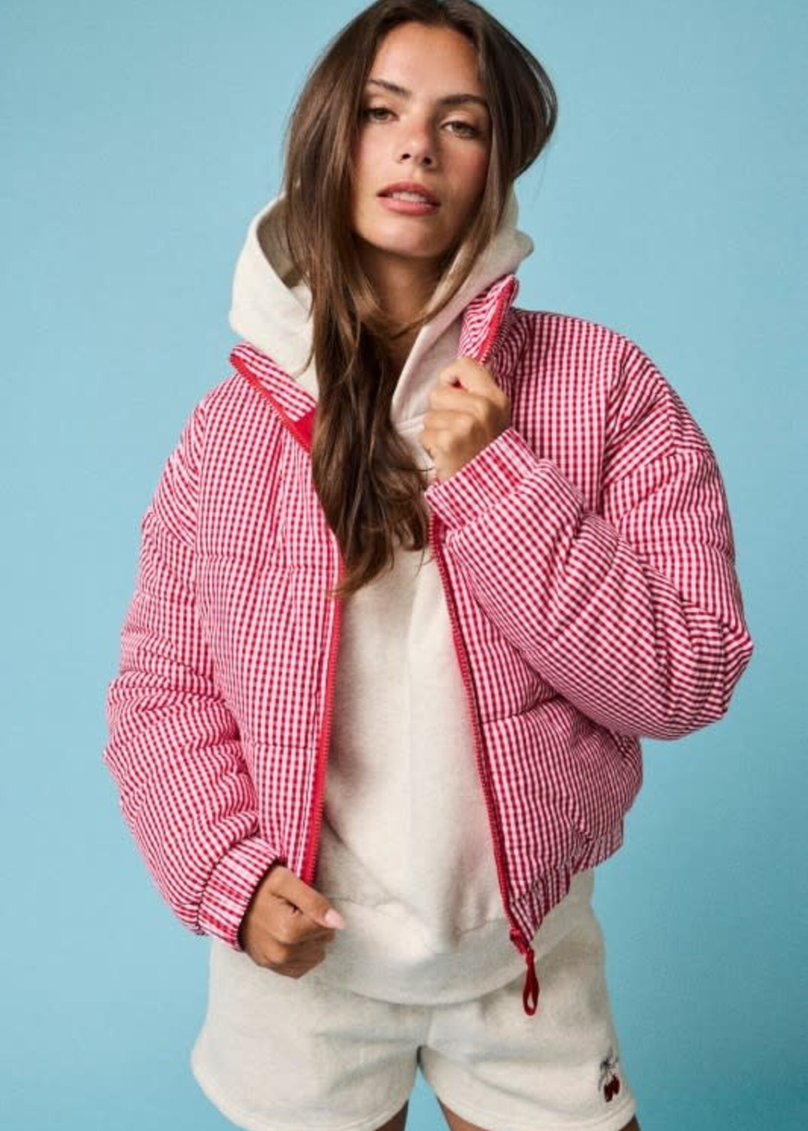 Gingham Puffer Coat (2 Colors)
