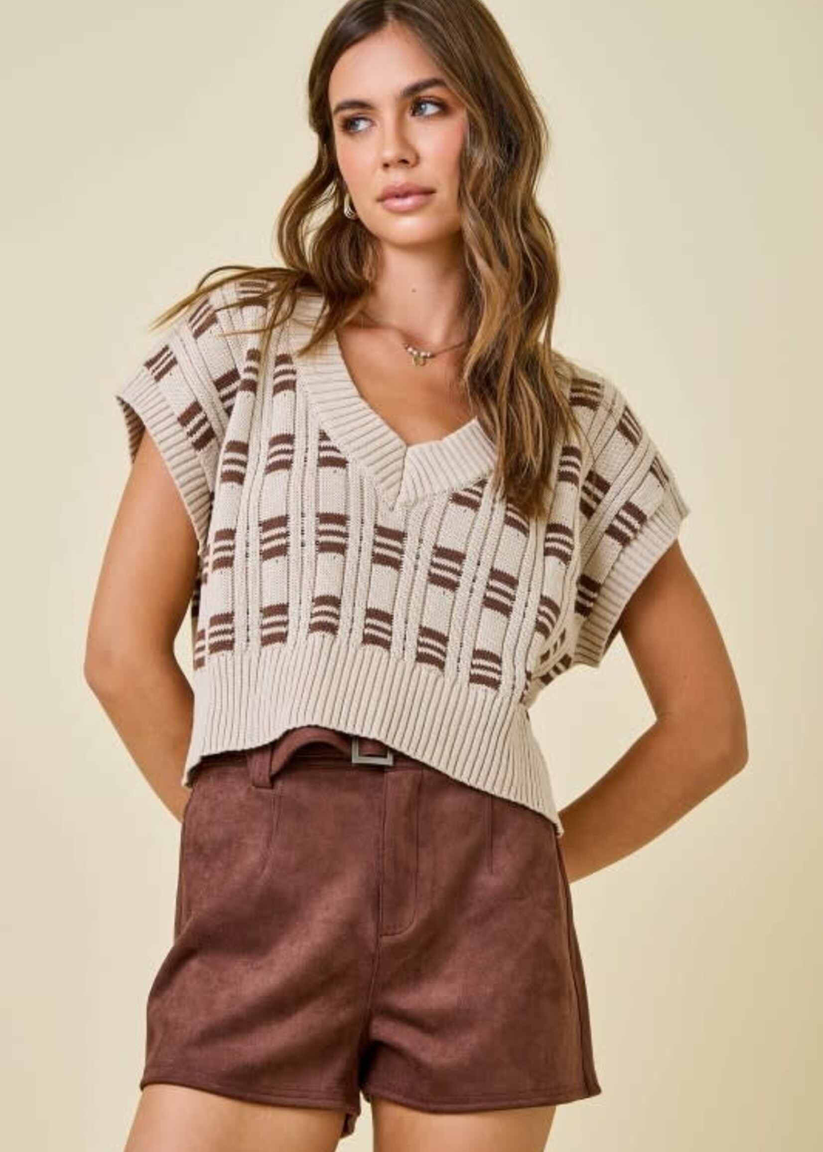 Brown Check Sweater Vest