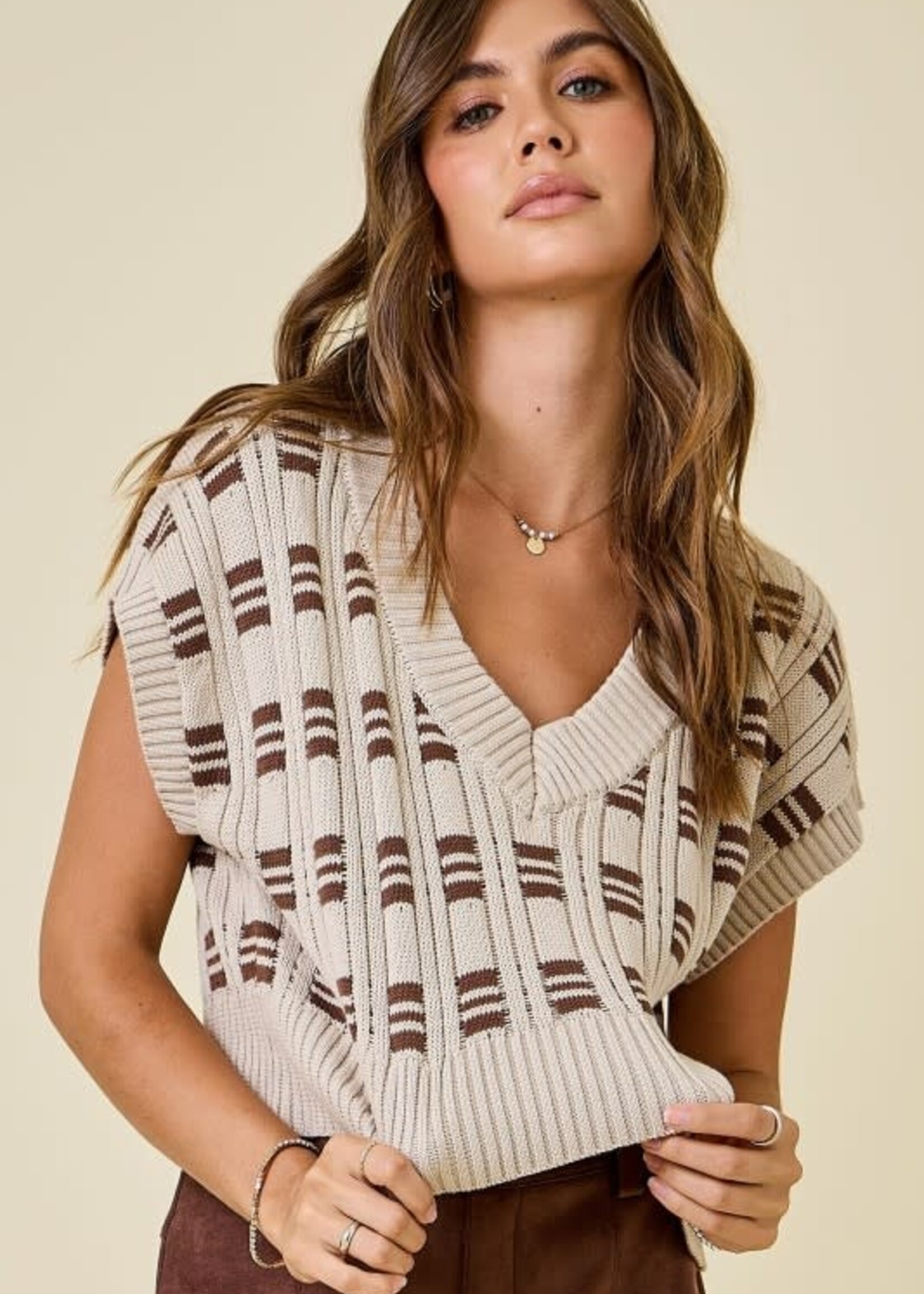 Brown Check Sweater Vest