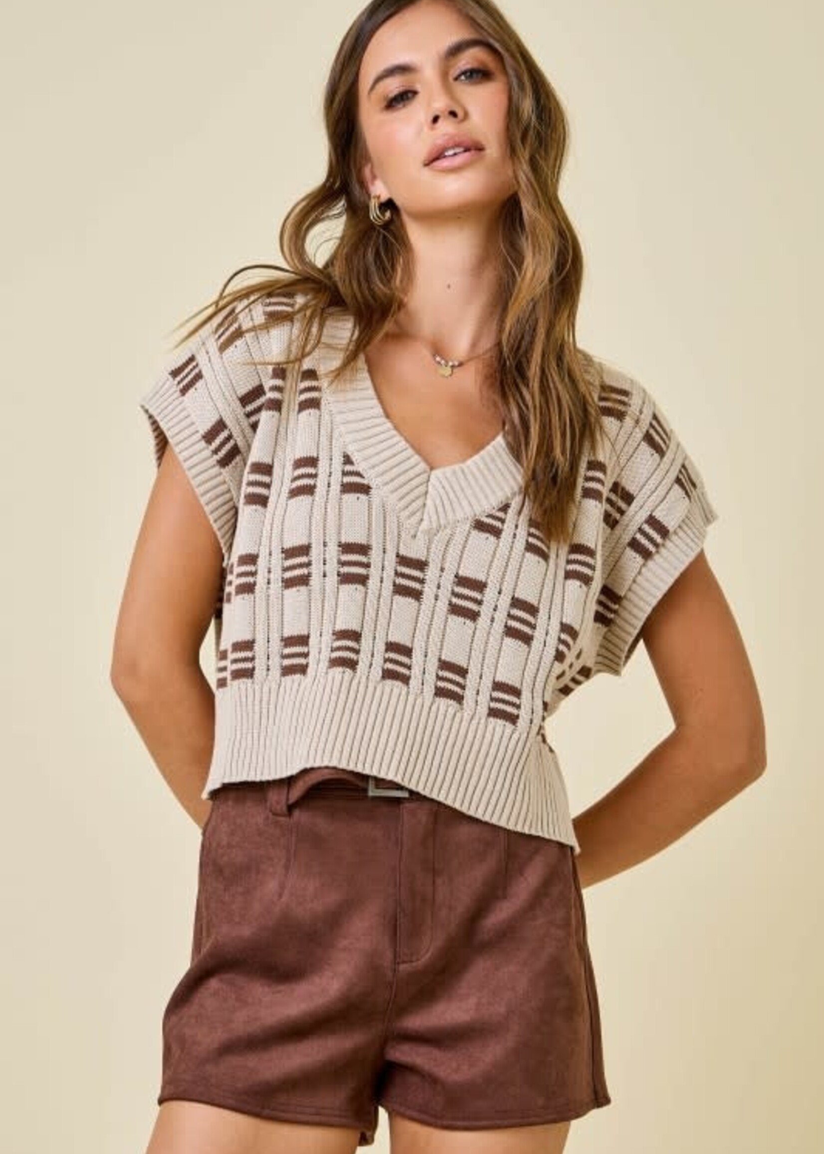 Brown Check Sweater Vest