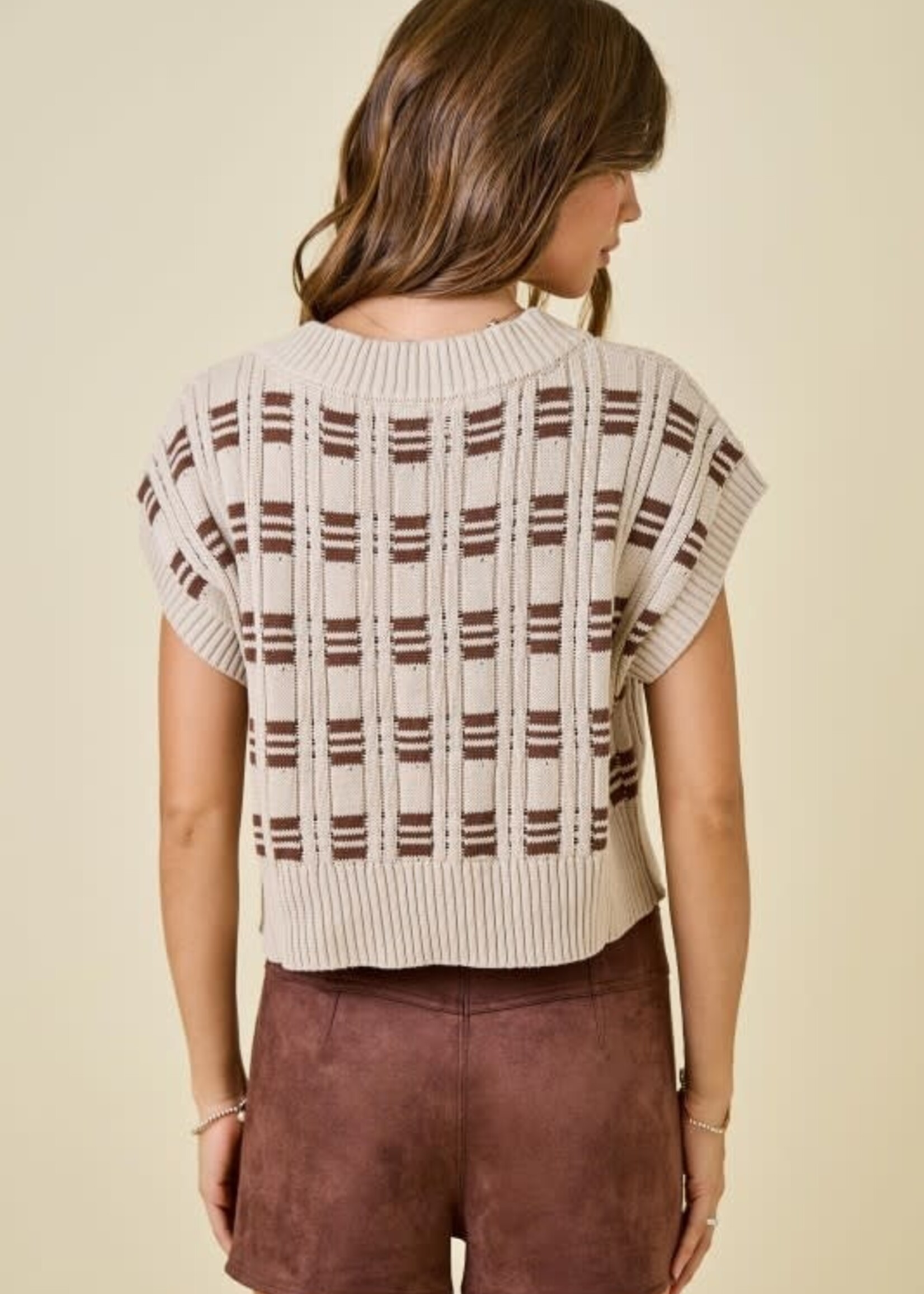 Brown Check Sweater Vest
