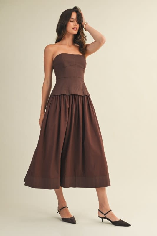 high collar bridesmaid dresses Azulu Bianca Beaded Strapless Paneled Maxi Dress main image 1