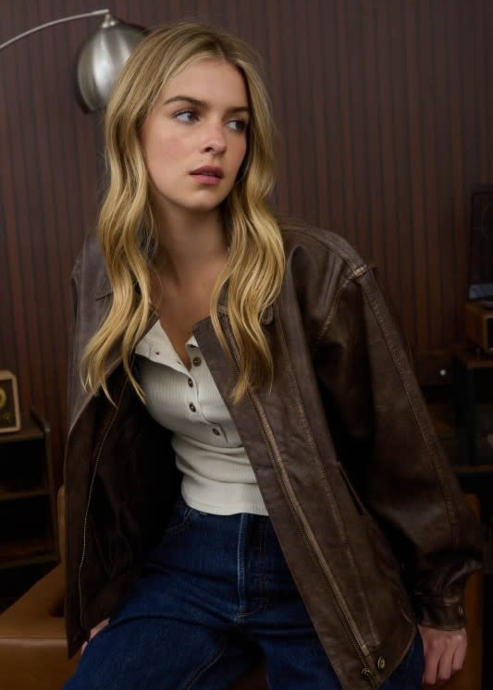 Washed Brown Leather Jacket