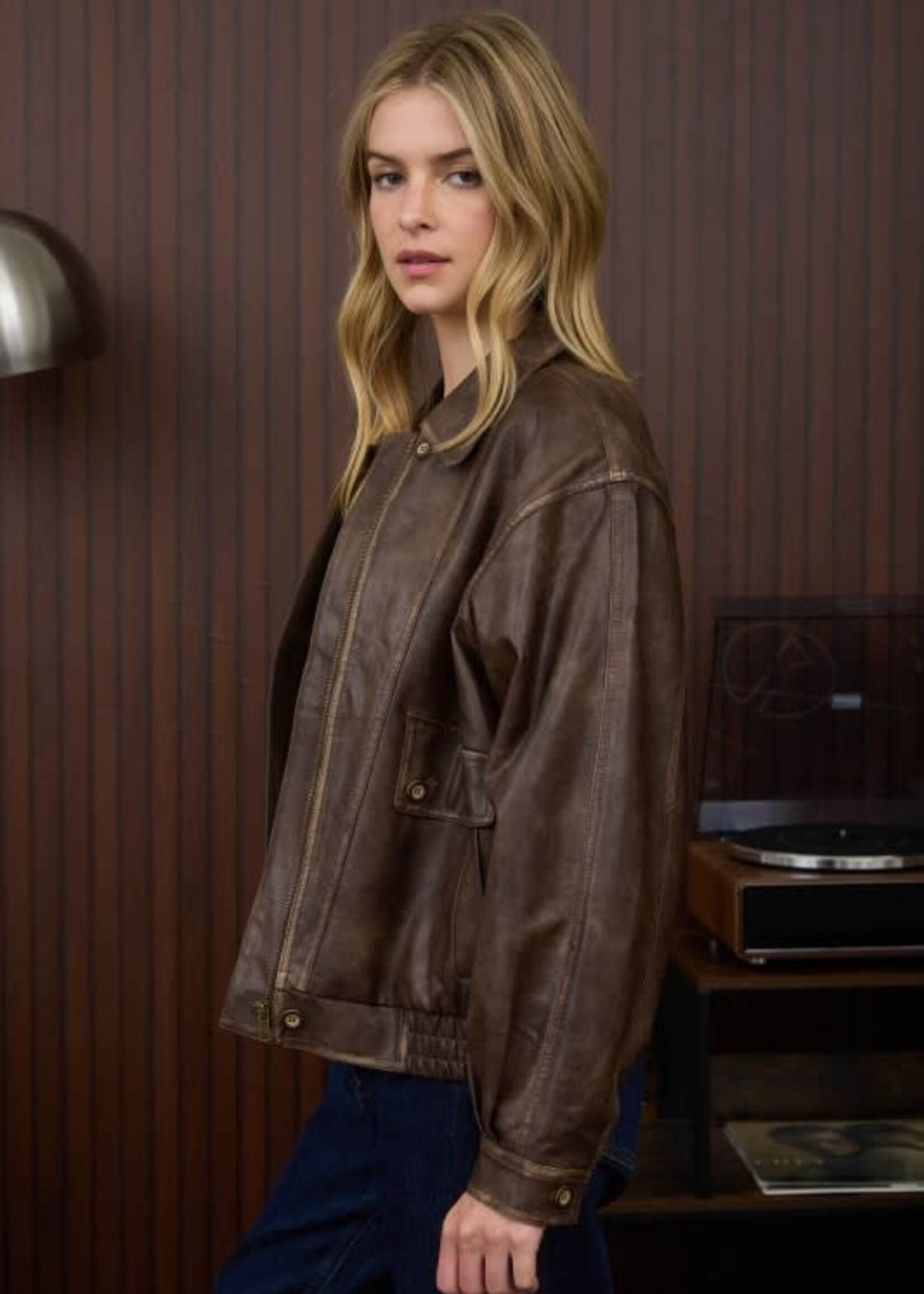 Washed Brown Leather Jacket