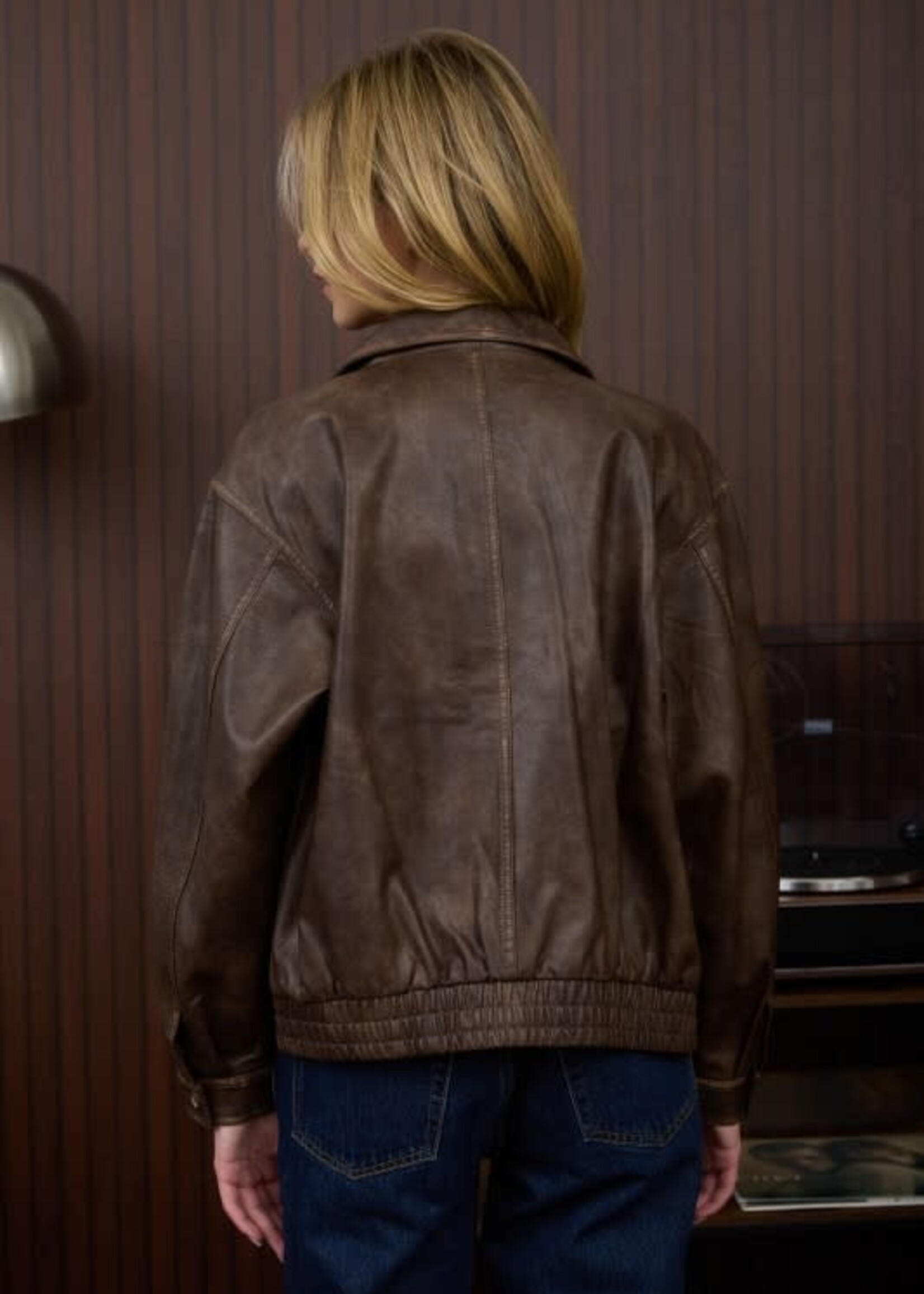 Washed Brown Leather Jacket