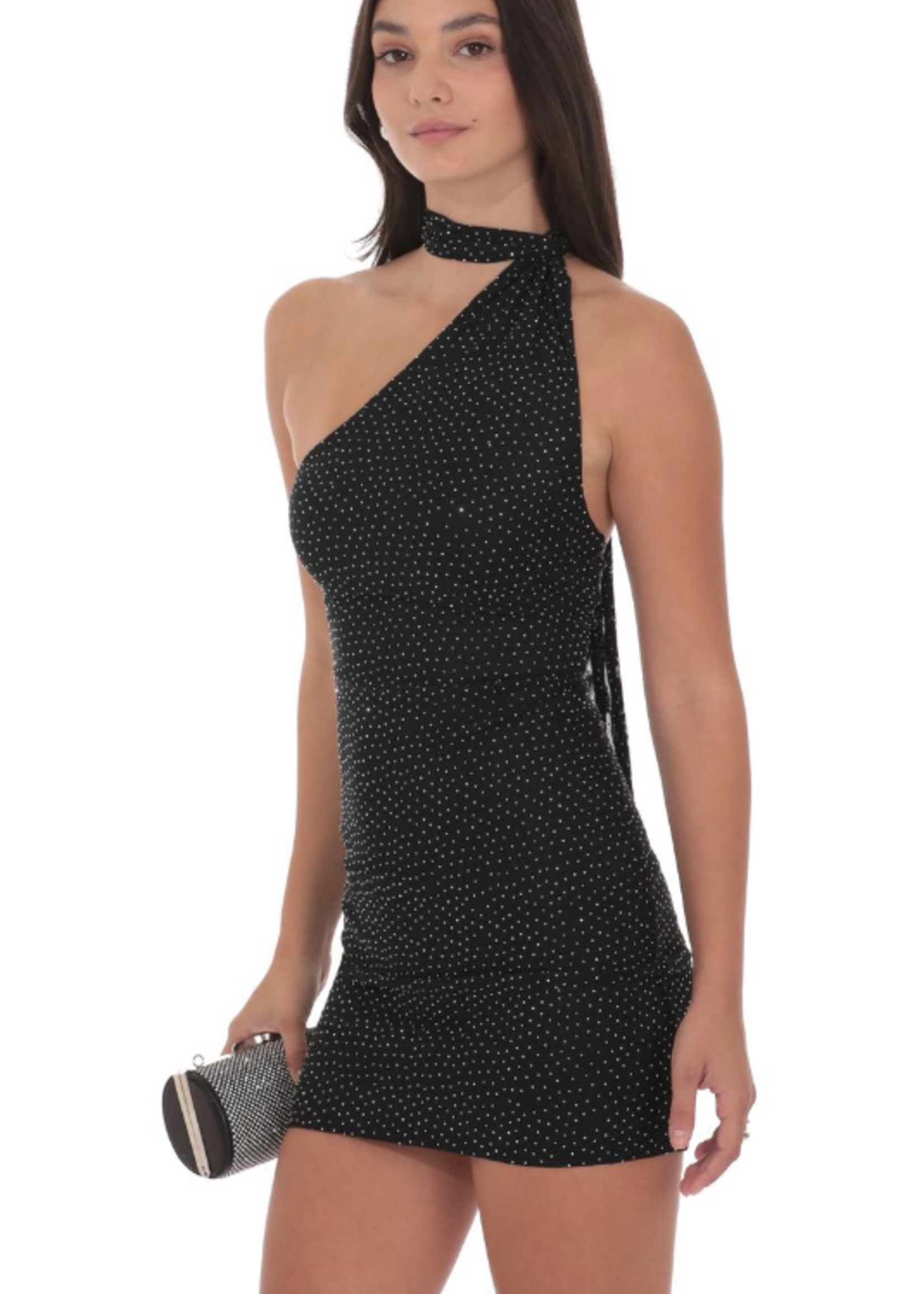 Sparkle One Shoulder Scarf Dress