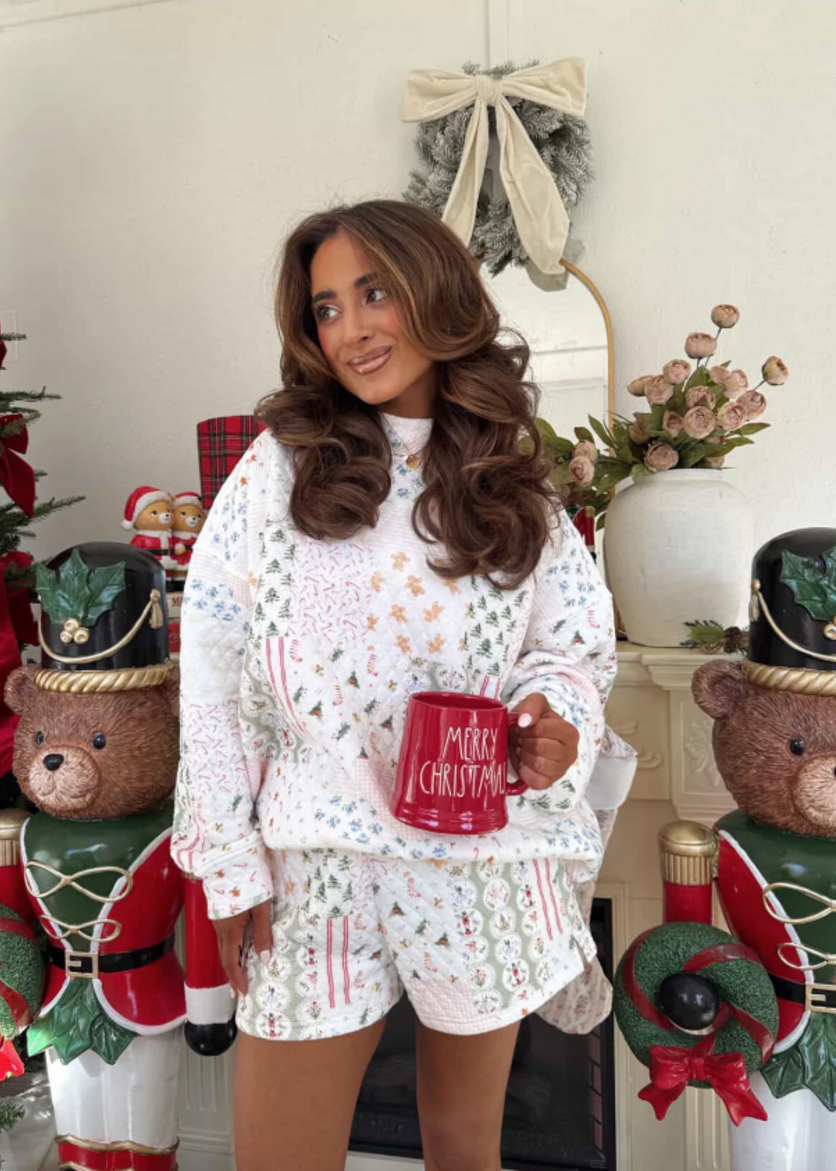 Holiday Quilted Mockneck Sweatshirt