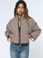 Brown Gingham Puffer Jacket