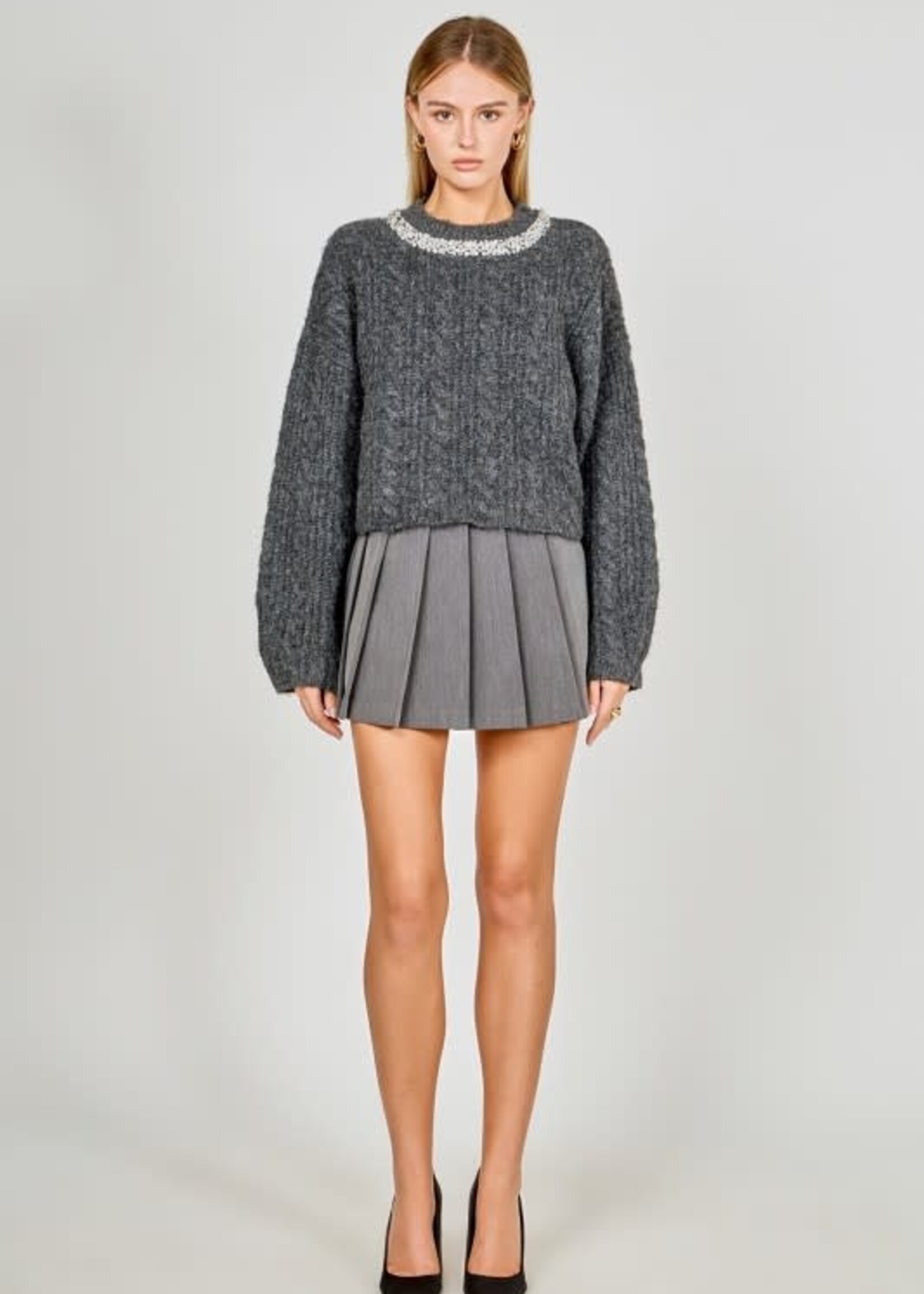 Embellished Fuzzy Holiday Sweater