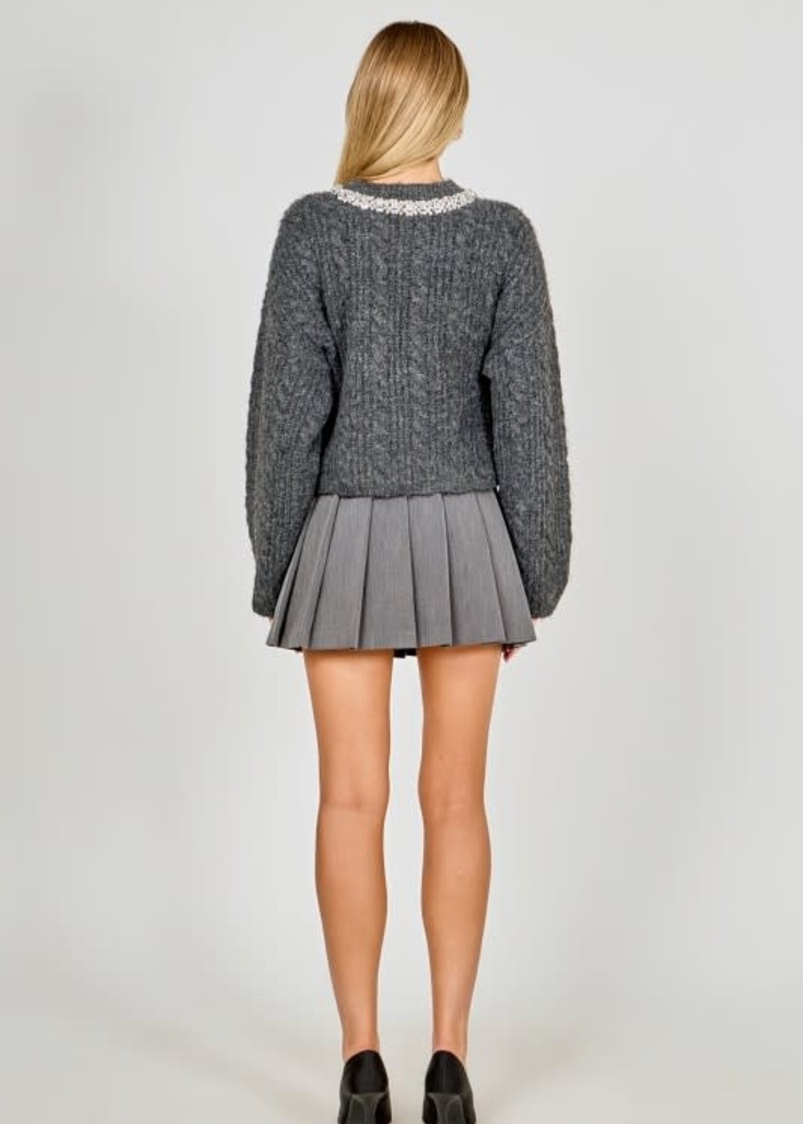 Embellished Fuzzy Holiday Sweater