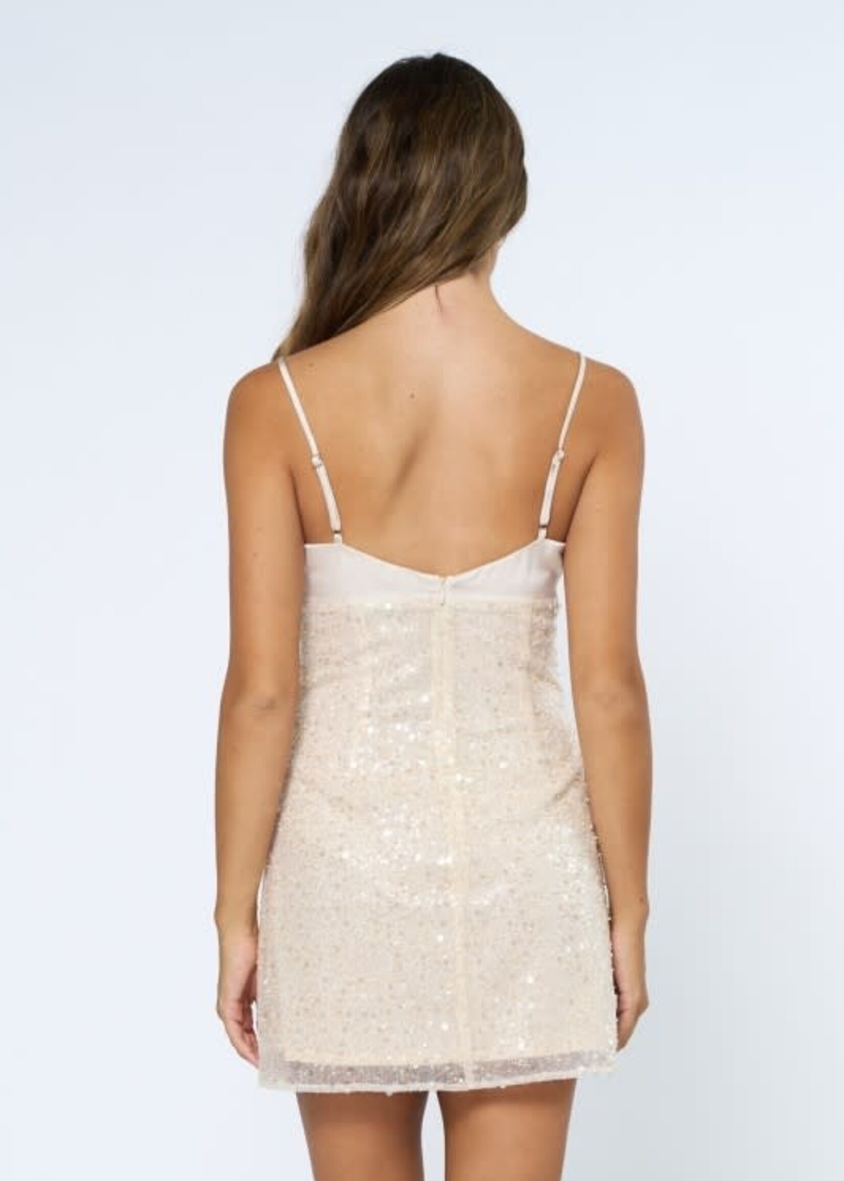 Satin Sequin Champagne Dress