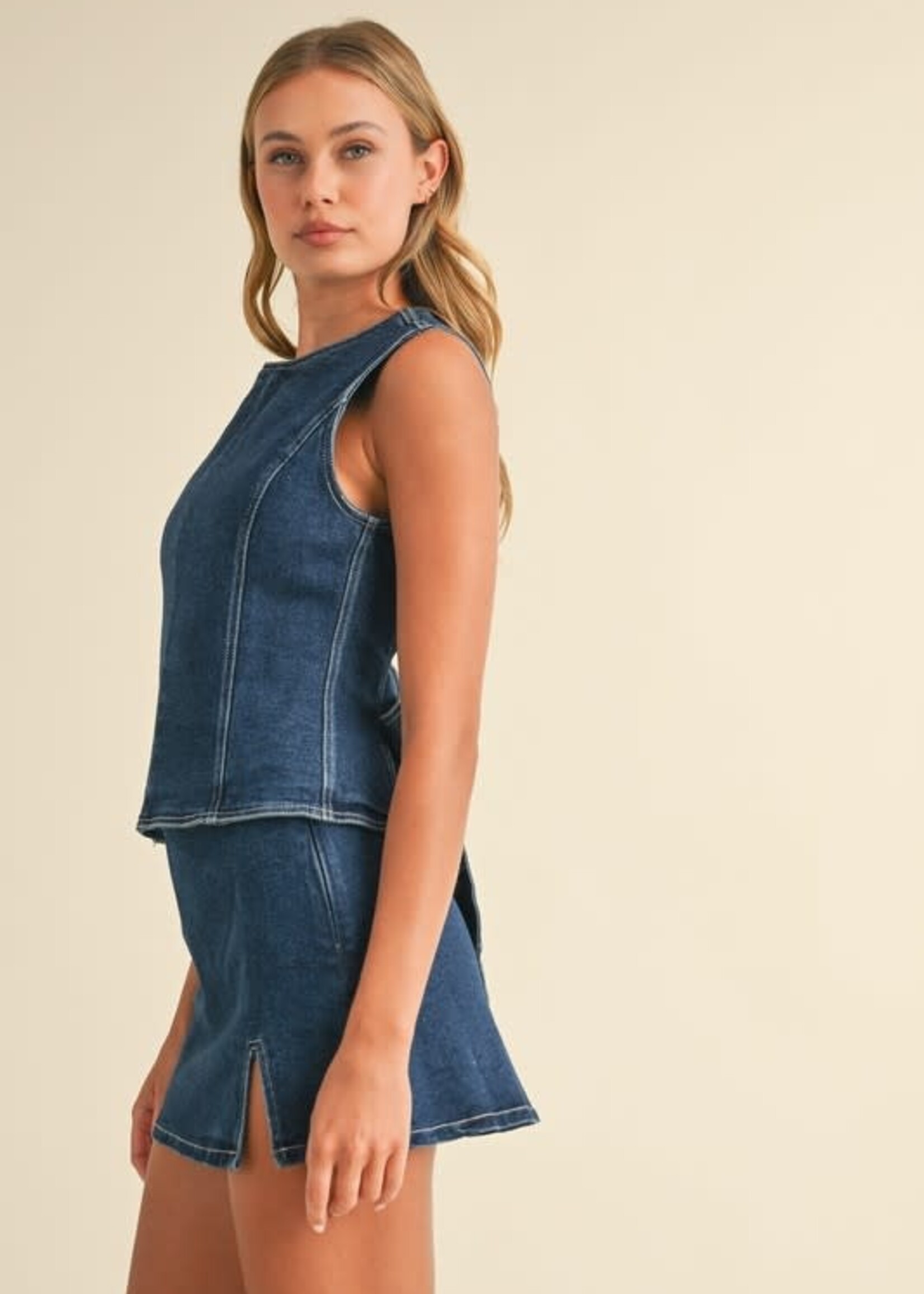 Dark Wash Open Back Top