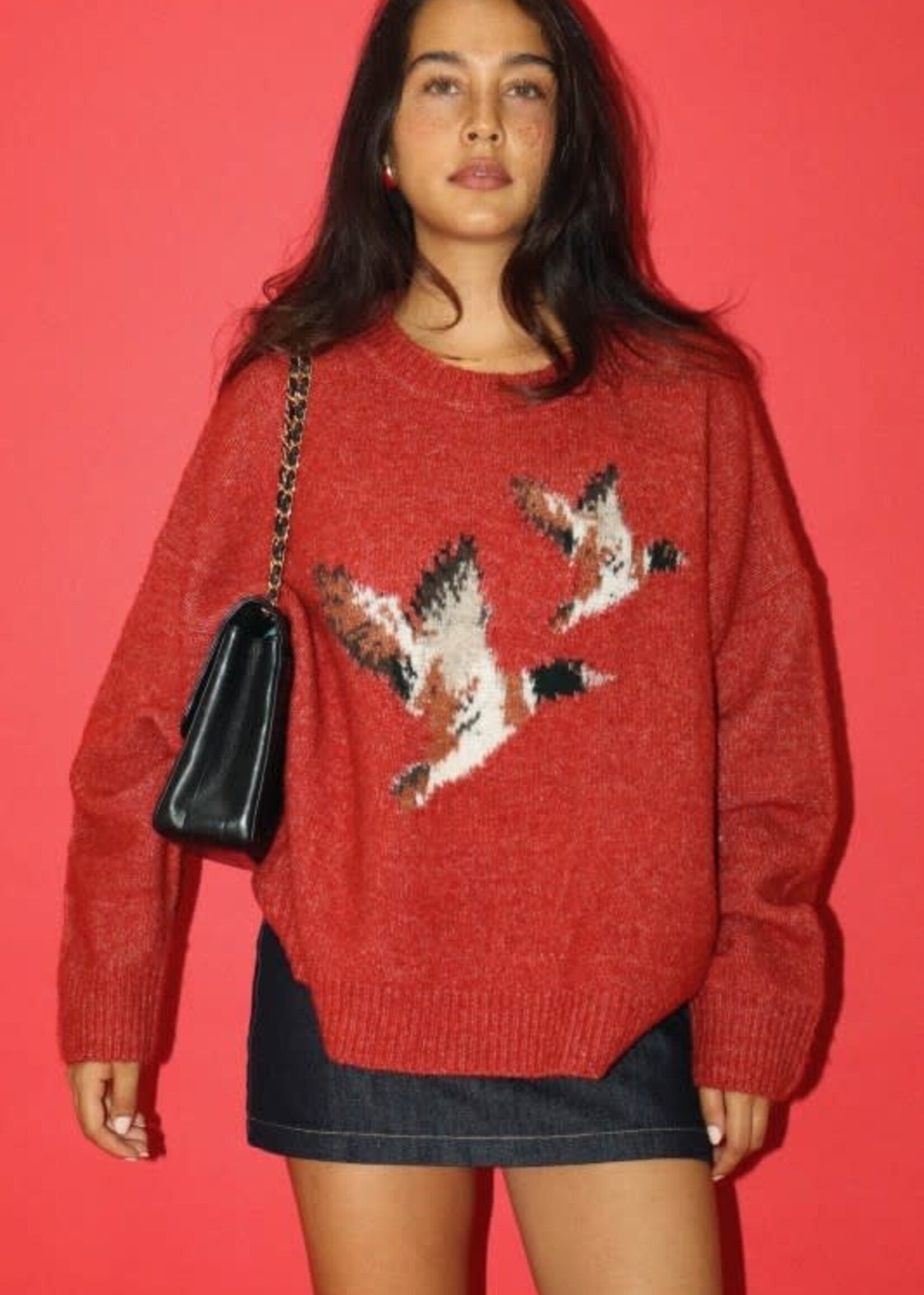 Red Mallard Duck Sweater