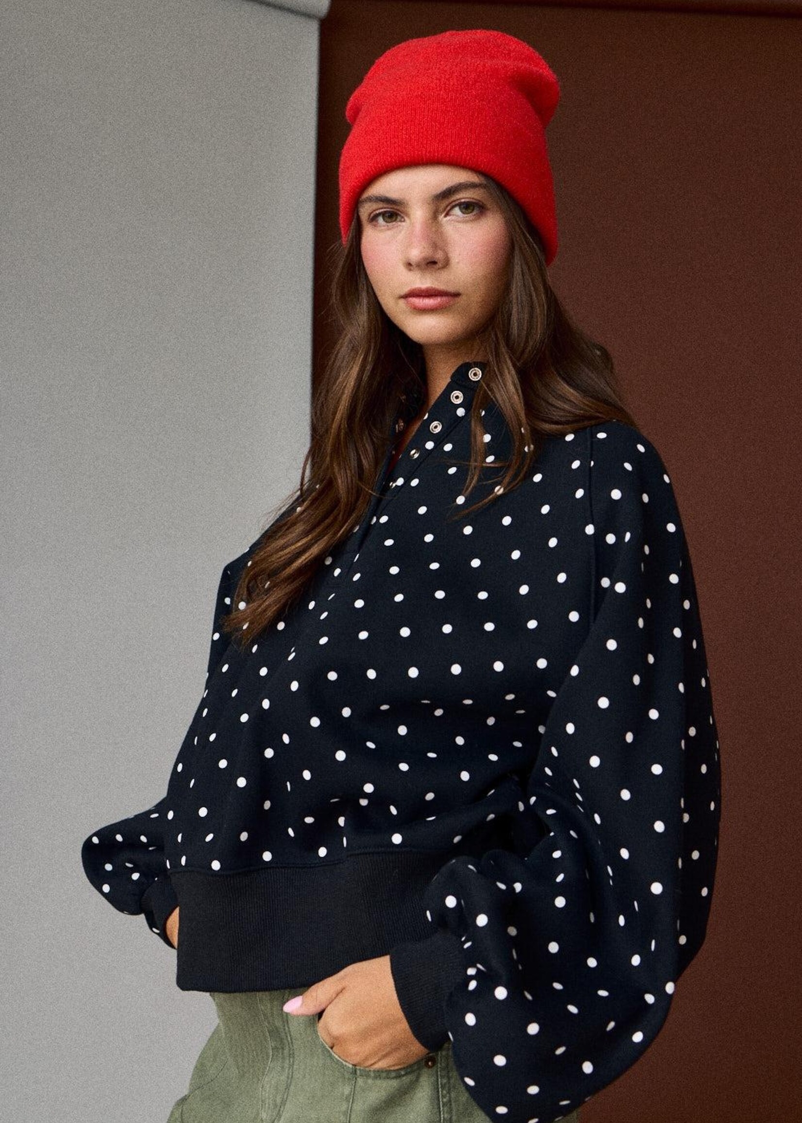 Polka Dot Snap Pullover