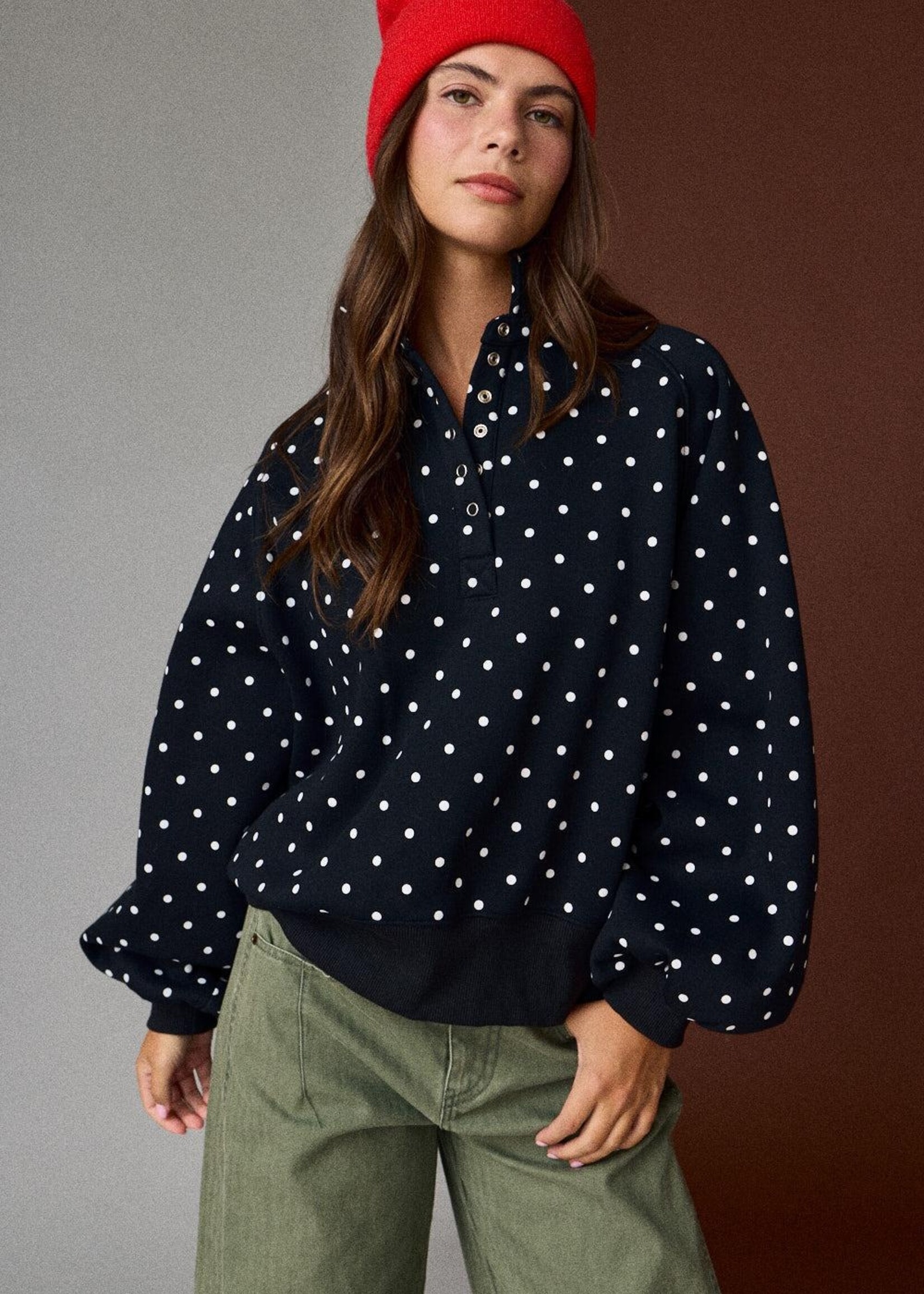 Polka Dot Snap Pullover