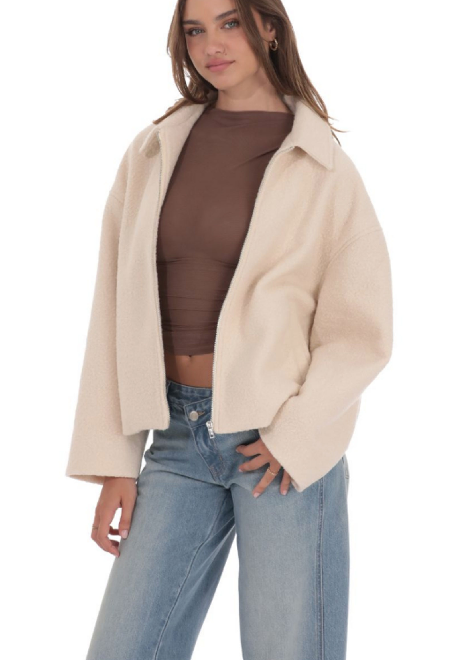 Cream Sherpa Jacket