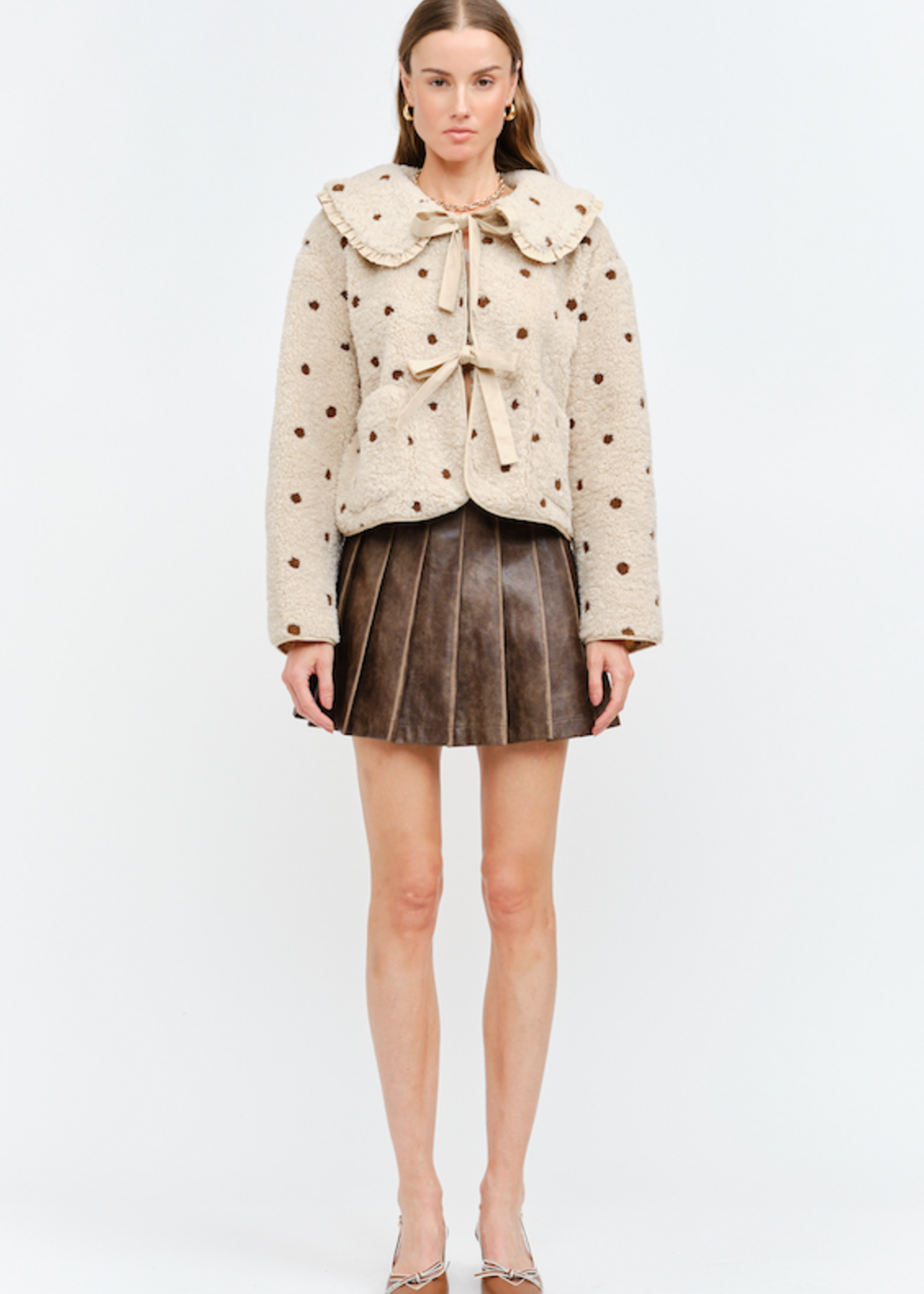 Polka Dot Sherpa Coat (2 Colors)