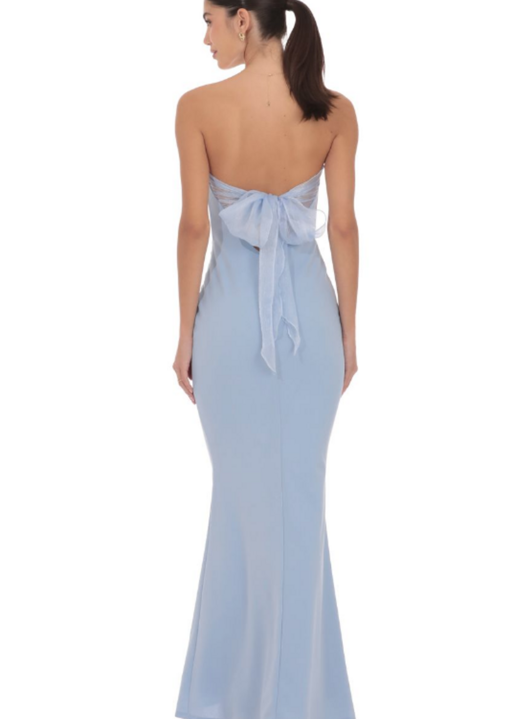 Light Blue Bow Back Formal