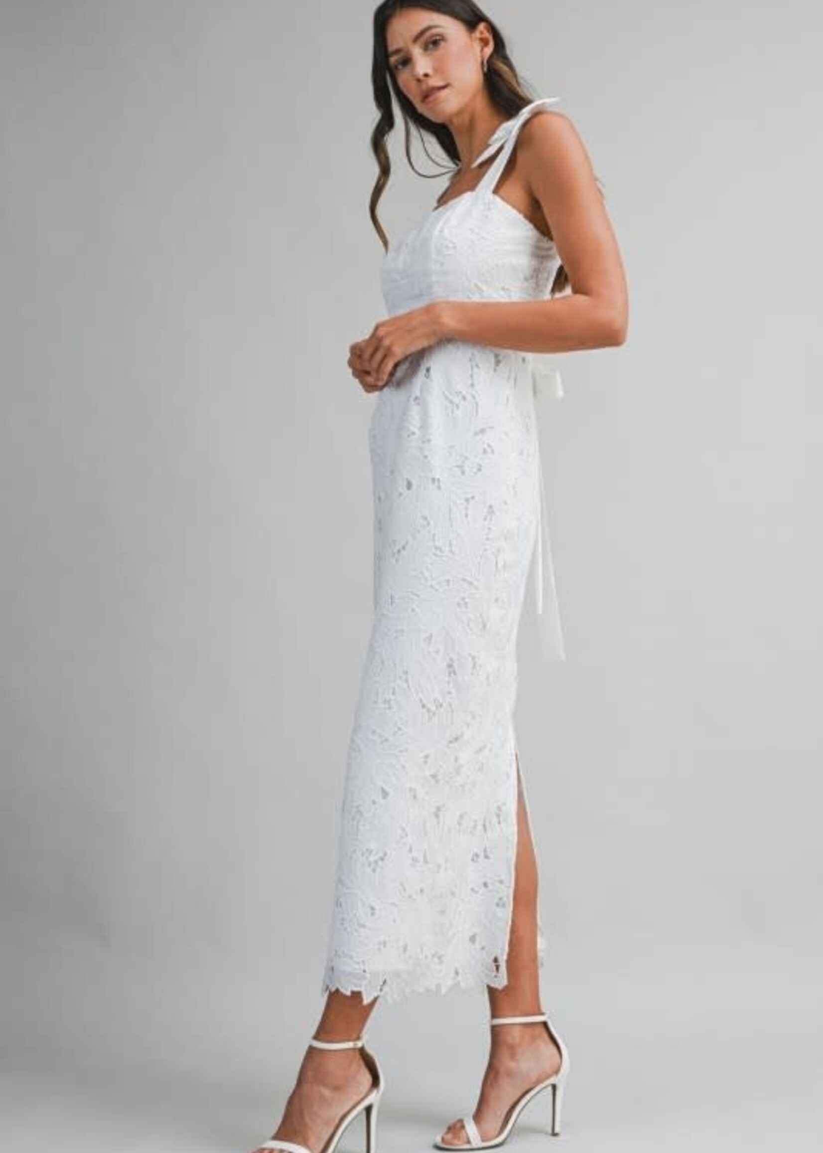 Beautiful White Lace Midi Dress