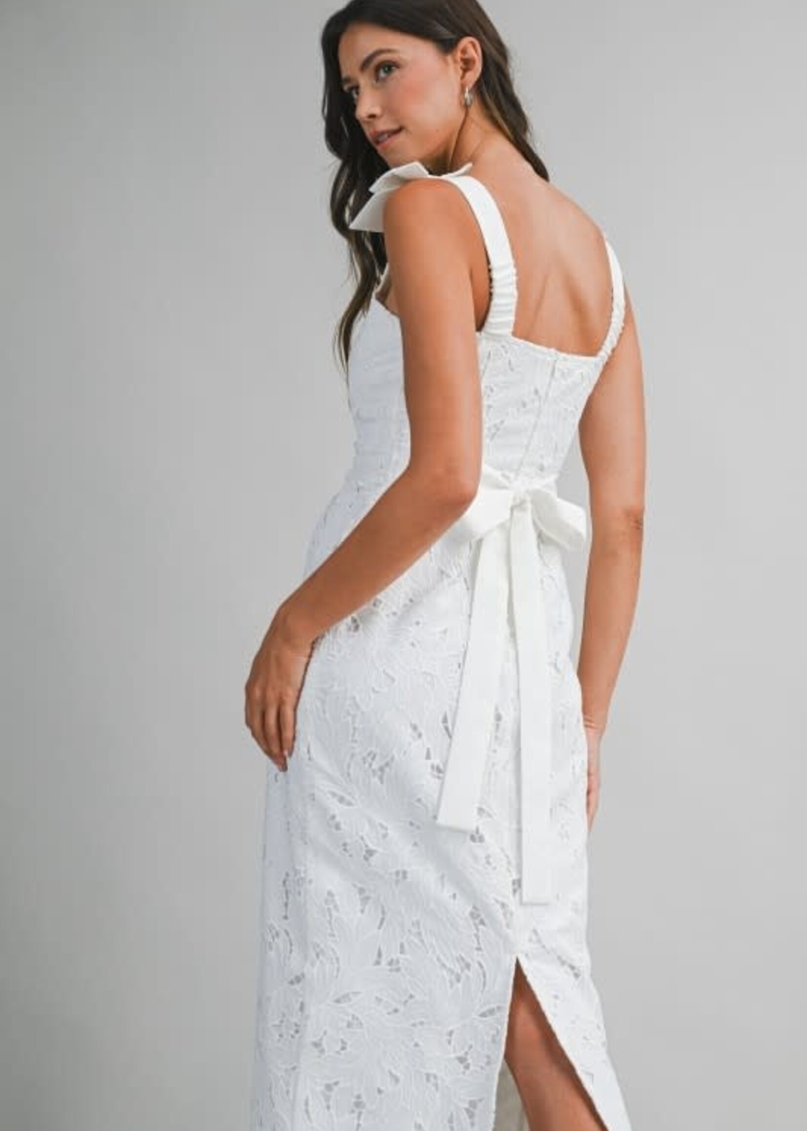 Beautiful White Lace Midi Dress