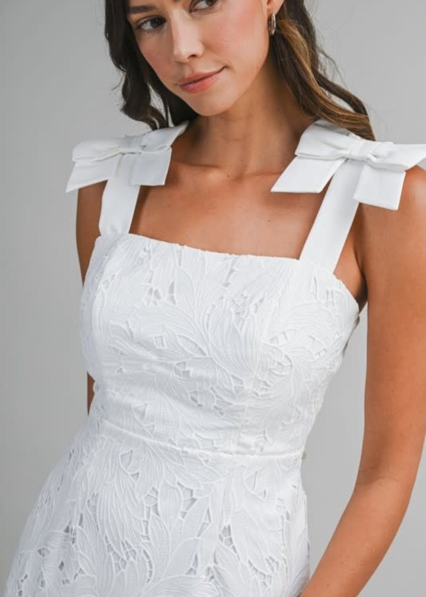 Beautiful White Lace Midi Dress