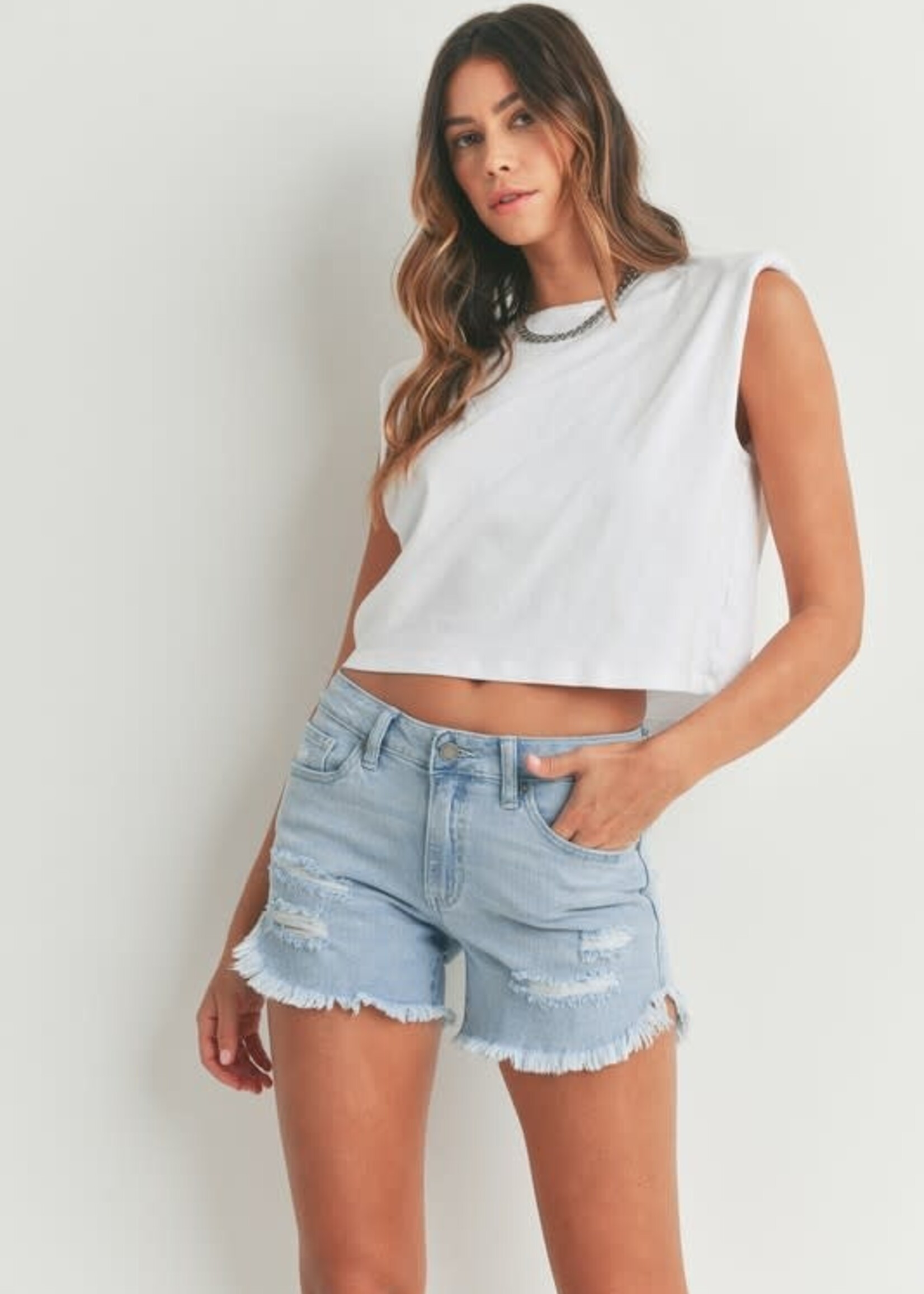 Fun Frayed Denim Shorts (2 Colors)