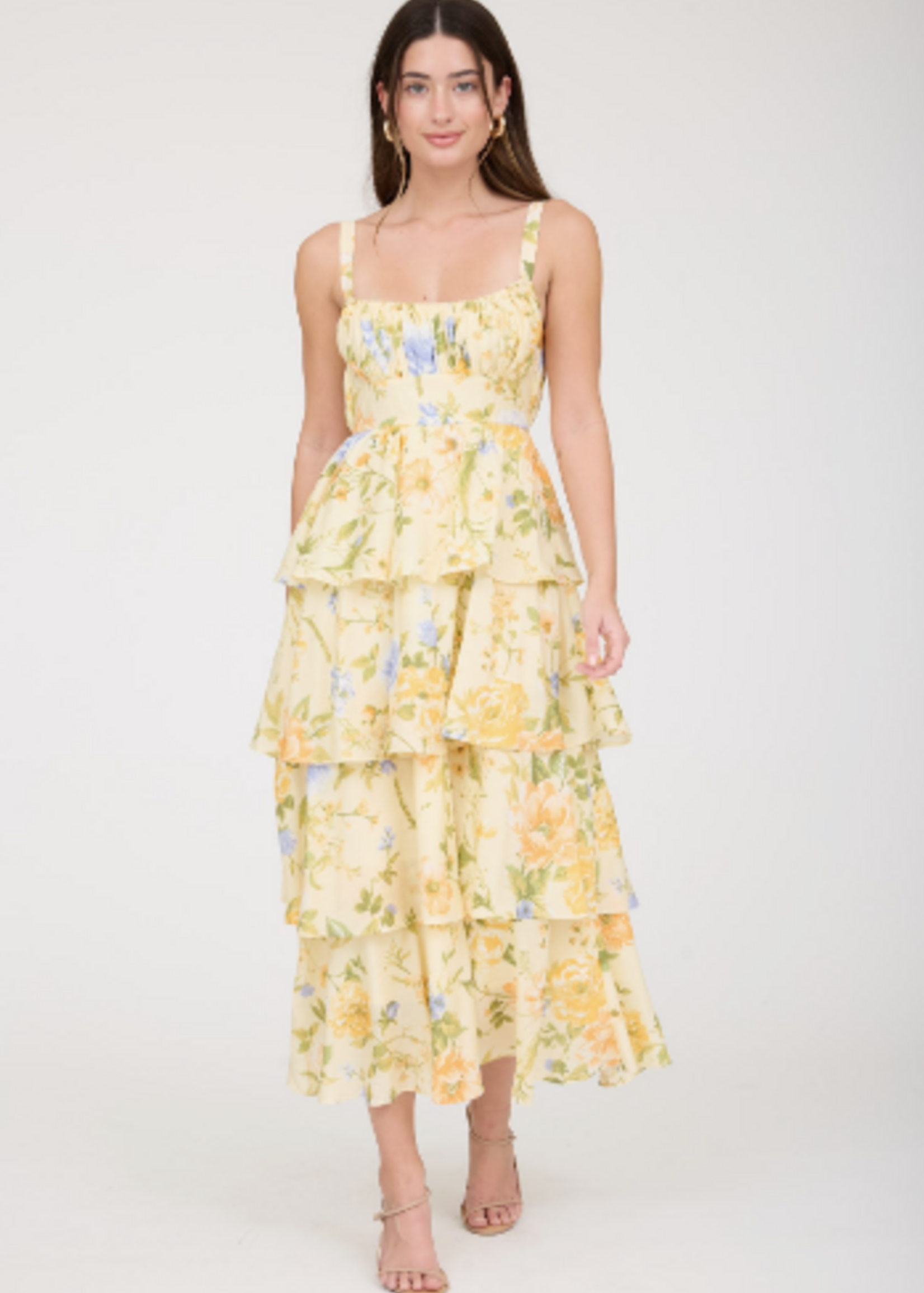 Better In Butter Floral Midi Dress