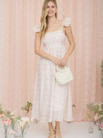 Sweet Floral Ruffle Midi Dress