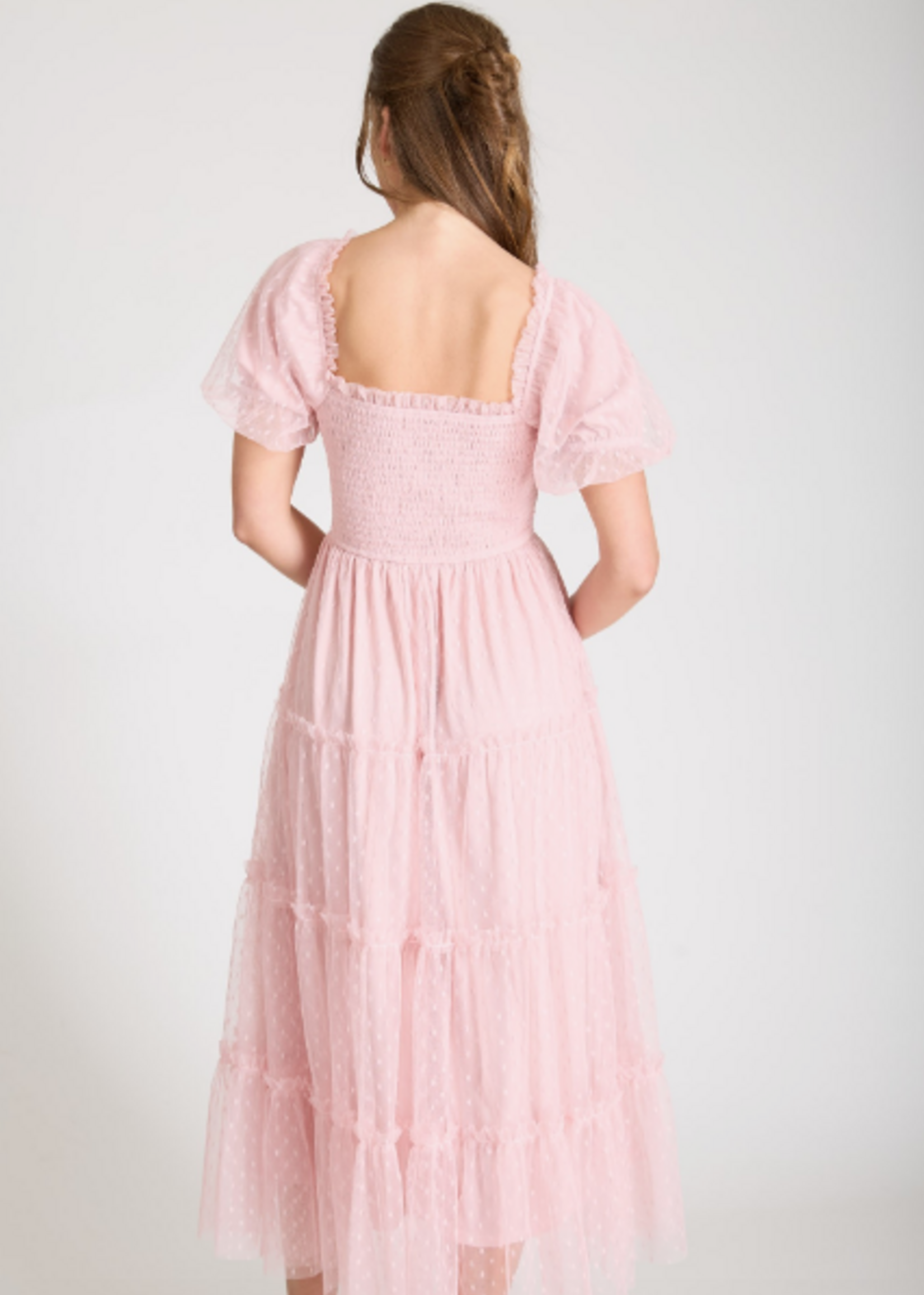 Tulle Around Polka Dot Midi Dress (2 Colors)