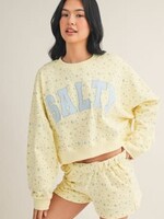 Salty Floral Yellow Cropped Sweatshirt