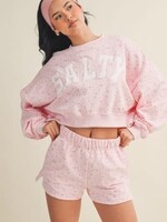 Salty Floral Pink Cropped Sweatshirt