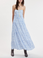 Pretty and Floral Blue Maxi Dress