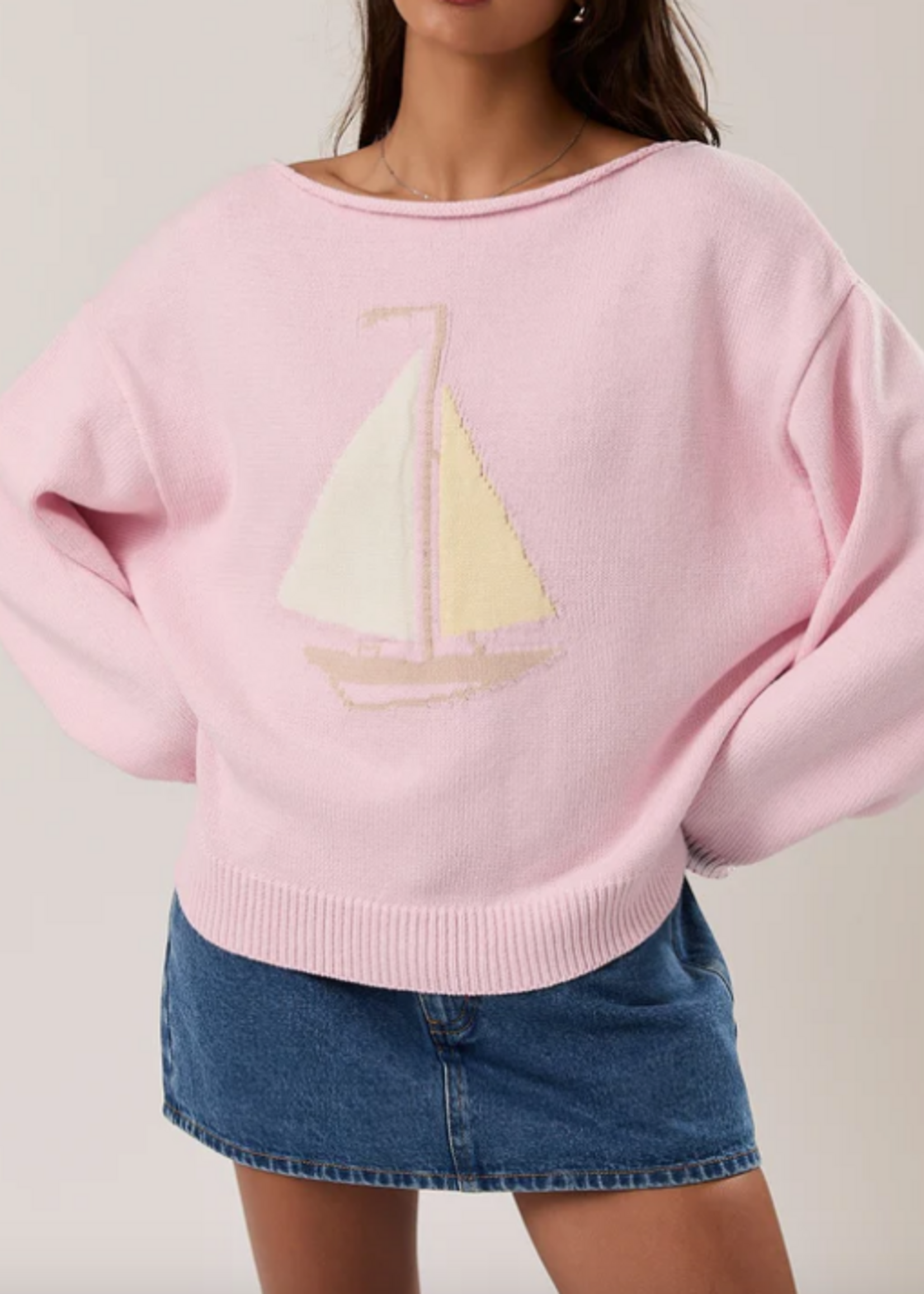 Pink Sailboat Sweater