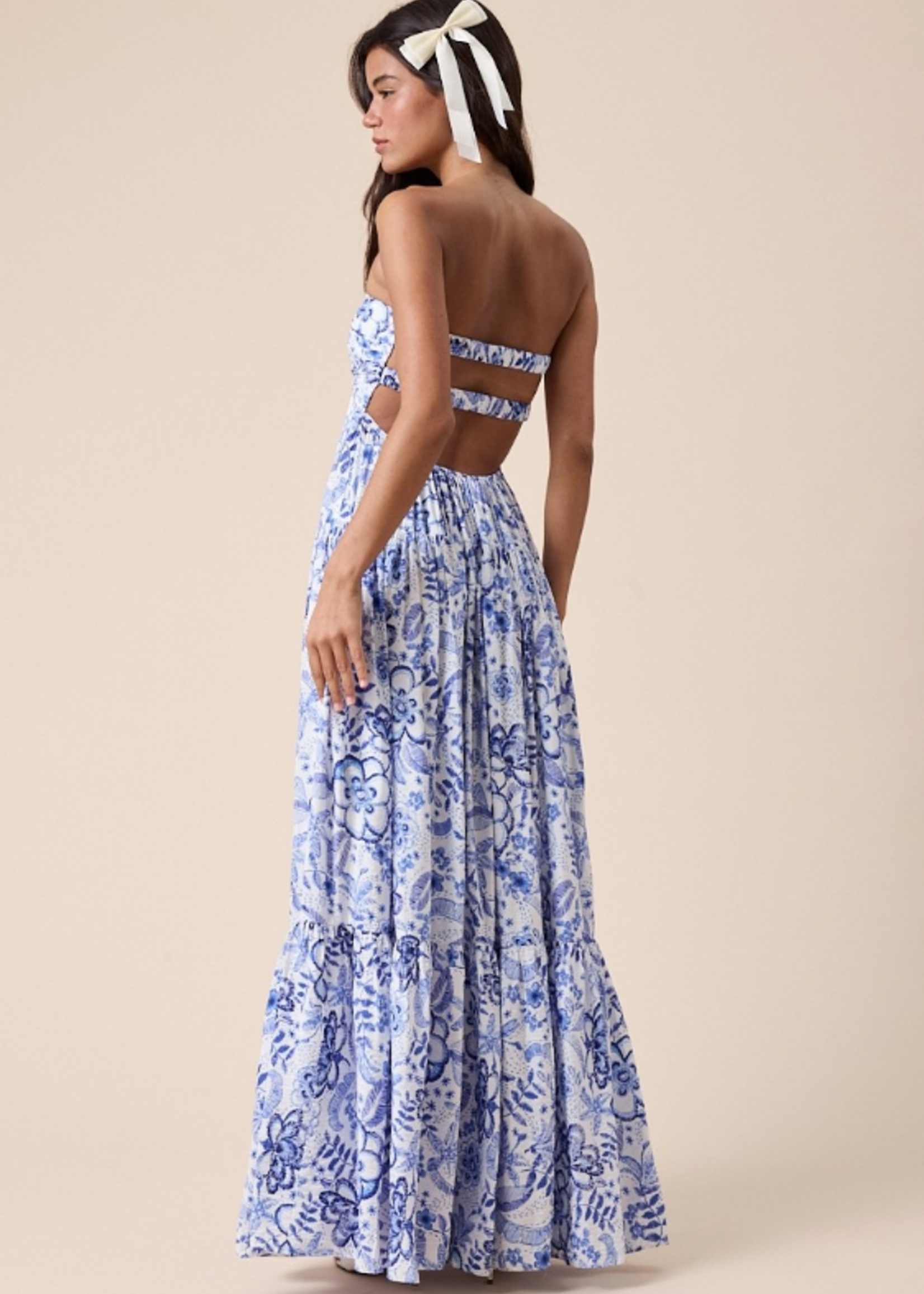 Summer Blooms Blue Maxi Dress