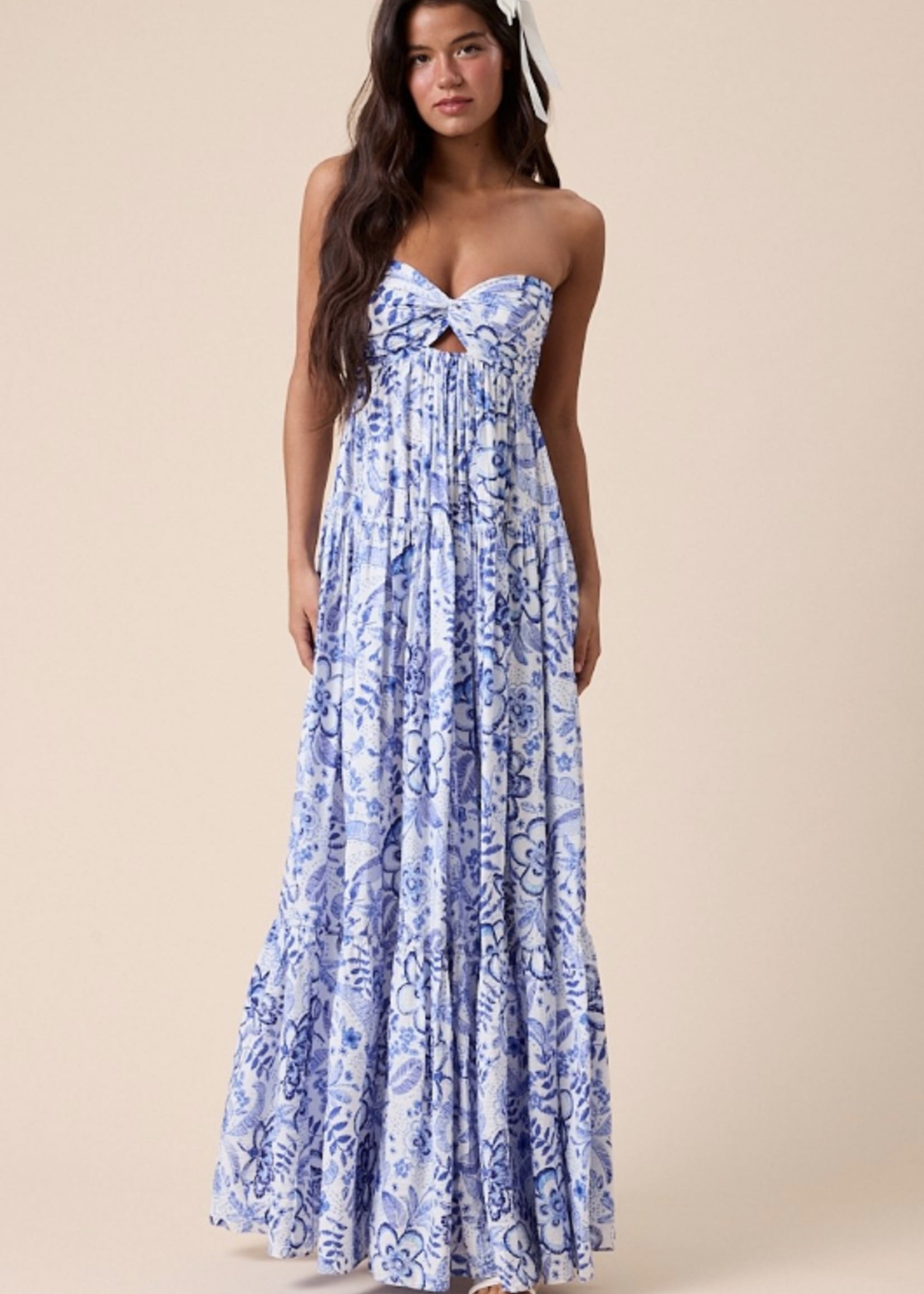 Summer Blooms Blue Maxi Dress