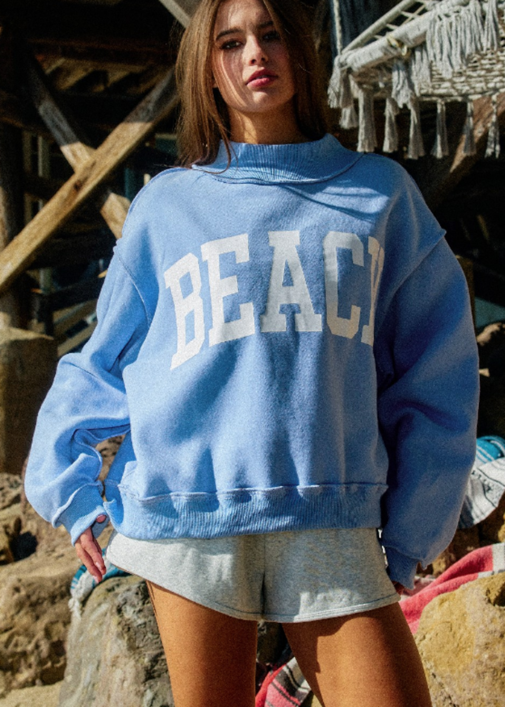 Beach/Lake Reversible Mockneck Sweatshirt