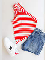 Red Stripe Party Top