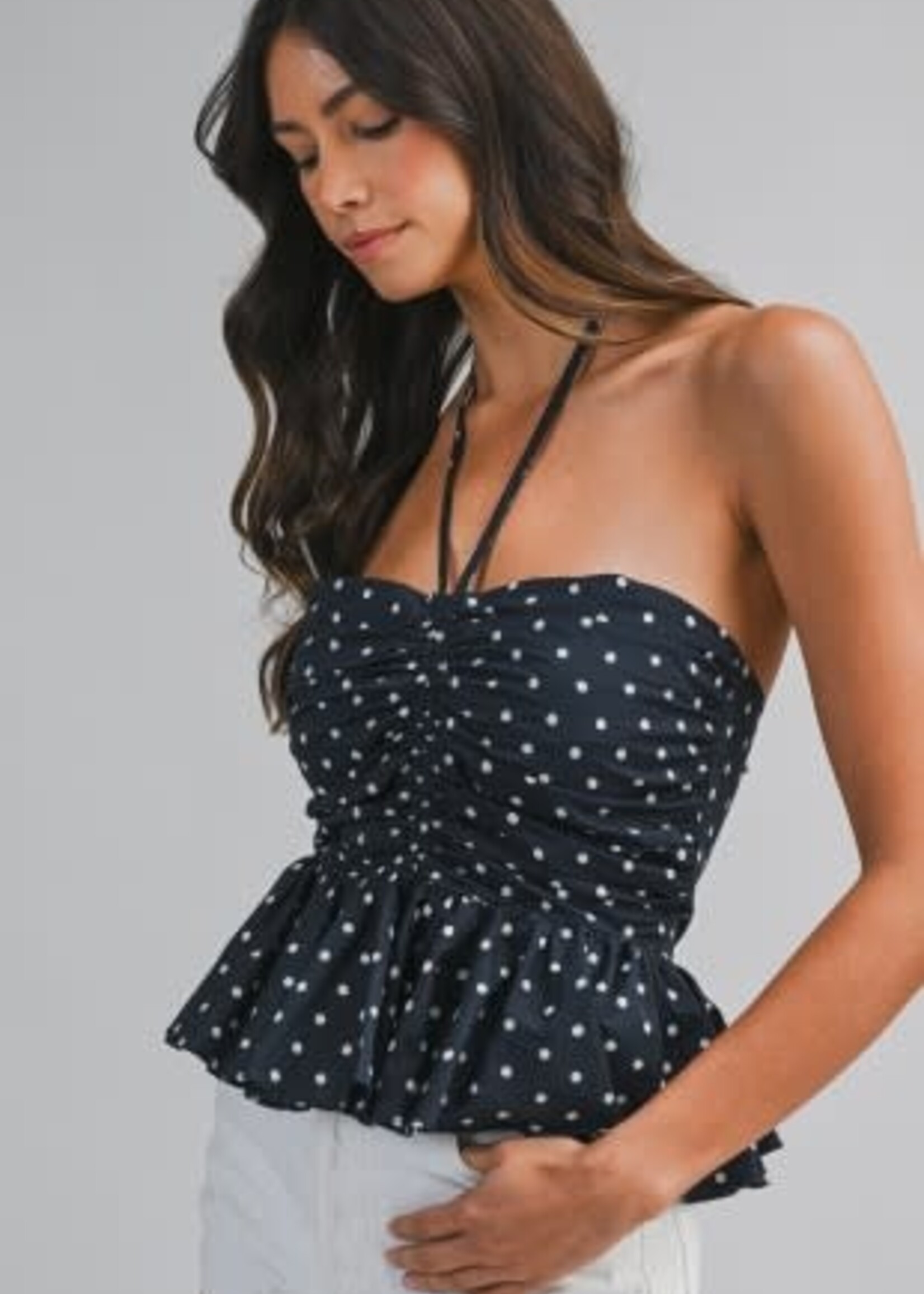 Polka Dot Peplum Top