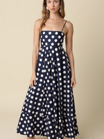 Navy Polka Dot Midi Dress