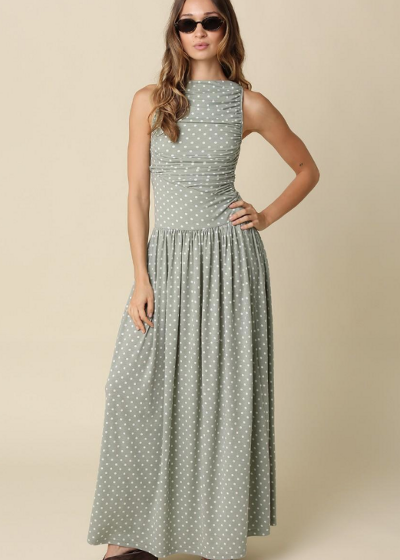 Sage Polka Dot Dress