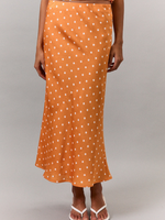 Orange Polka Dot Maxi Skirt