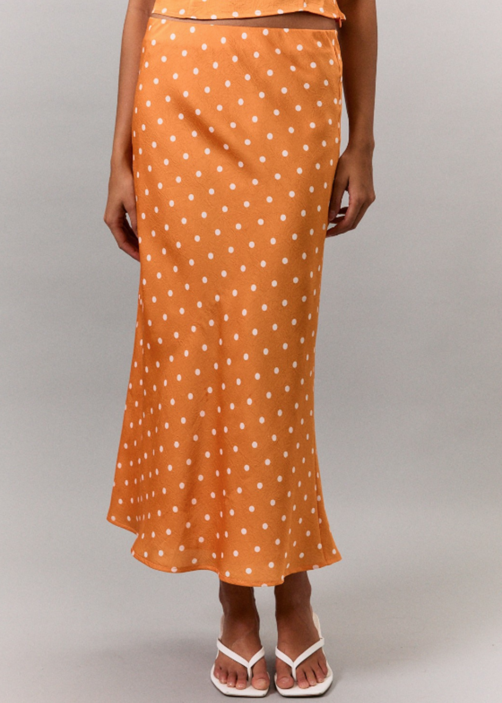 Orange Polka Dot Maxi Skirt