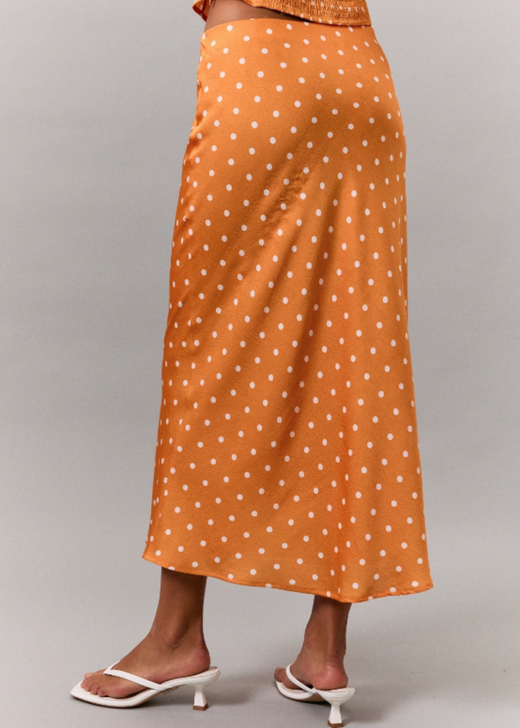 Orange Polka Dot Maxi Skirt