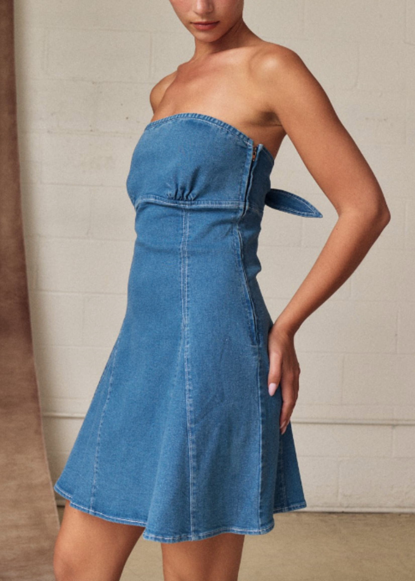 Tie Back Denim Dress