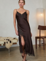 Satin and Lace Midi Dress (2 Colors)