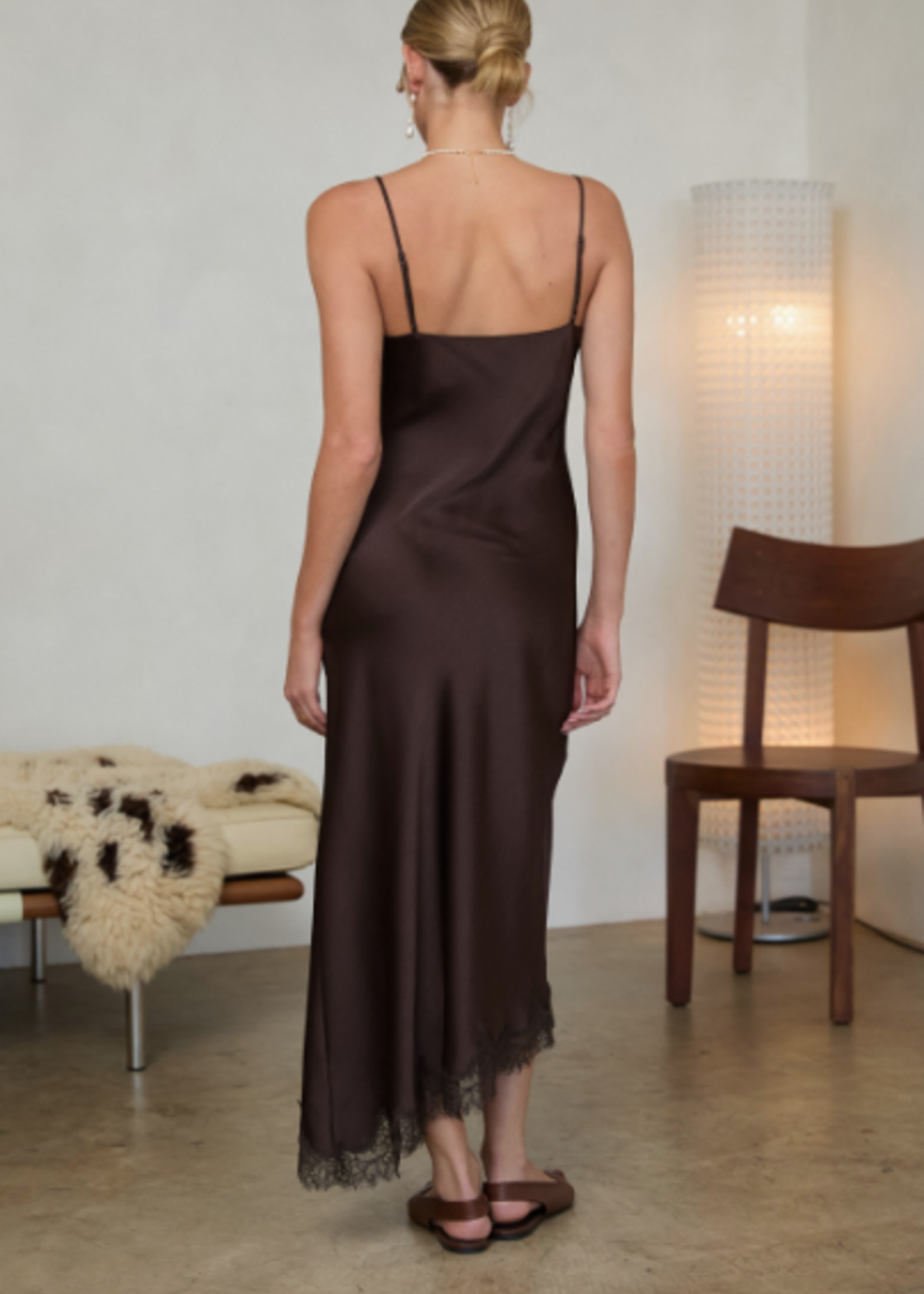 Satin and Lace Midi Dress (2 Colors)