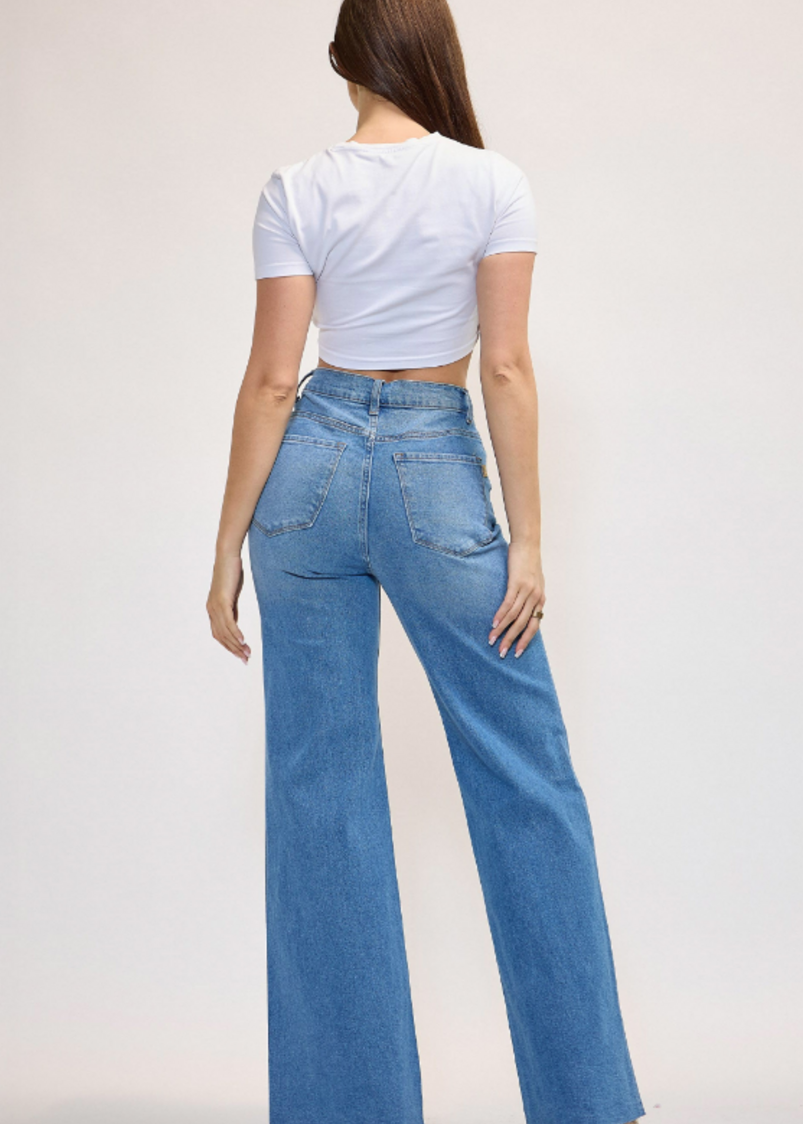 High Rise No Distress Wide Leg Denim (2 Colors)